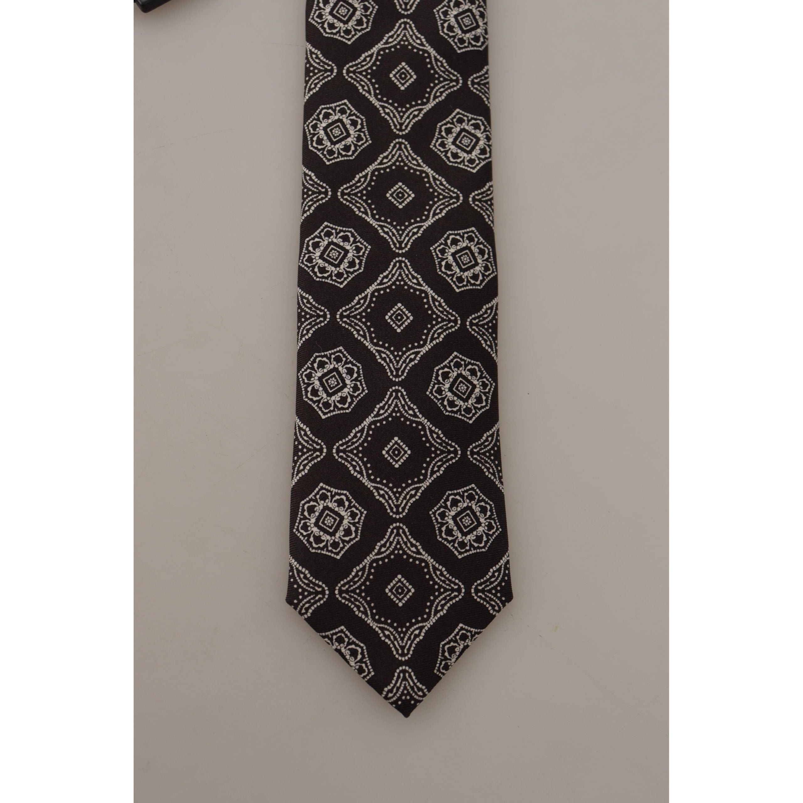 Dolce & Gabbana Black Silk Geometric Bow Tie Accessory