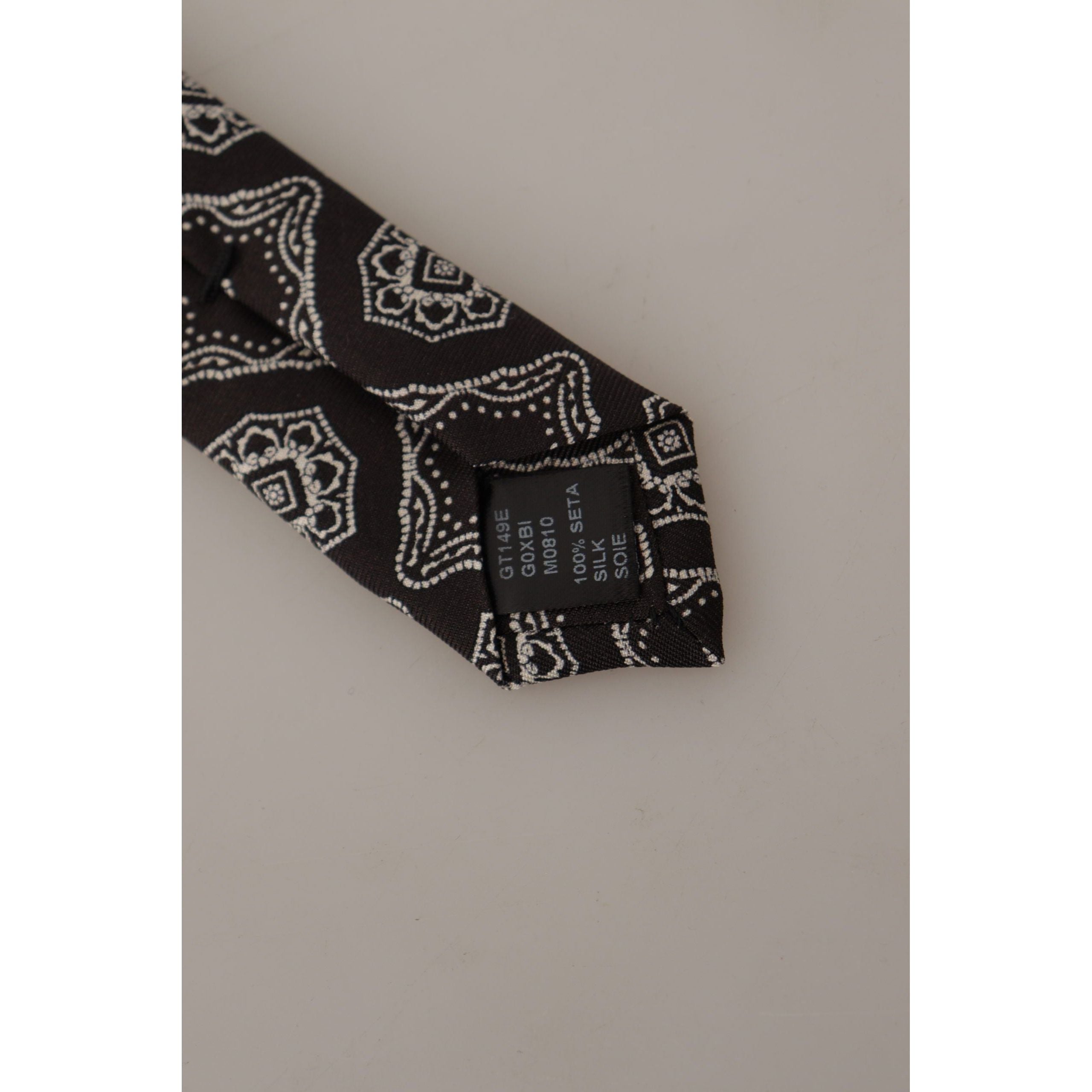 Dolce & Gabbana Black Silk Geometric Bow Tie Accessory