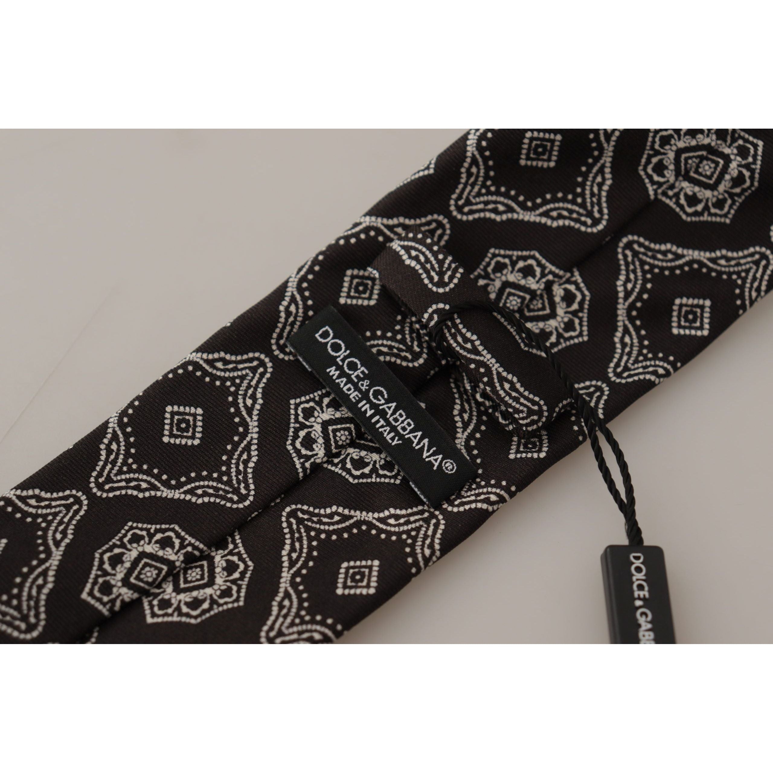 Dolce & Gabbana Black Silk Geometric Bow Tie Accessory
