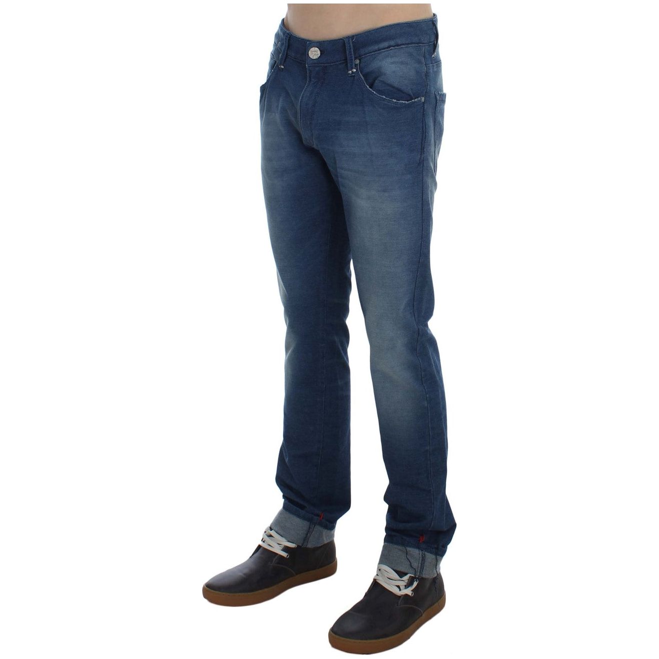 Acht Blue Wash Italian Denim Slim Fit Jeans for Elevated Style
