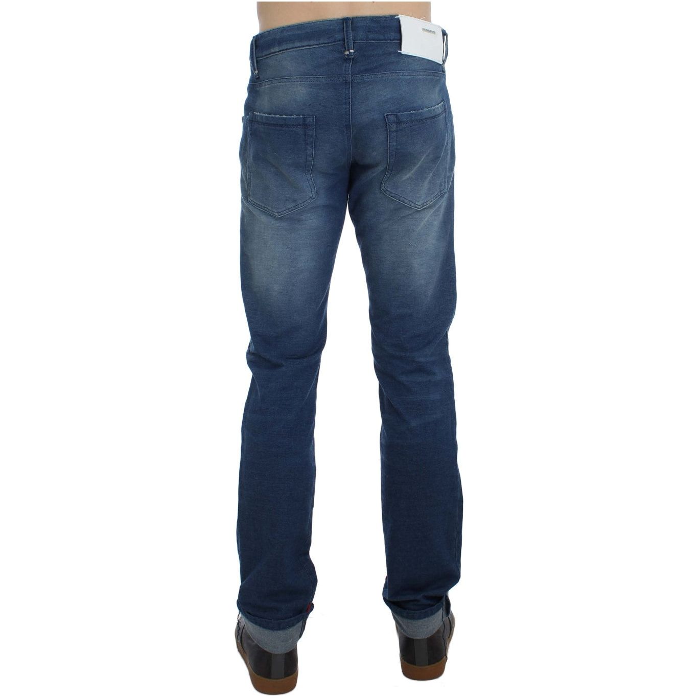 Acht Blue Wash Italian Denim Slim Fit Jeans for Elevated Style
