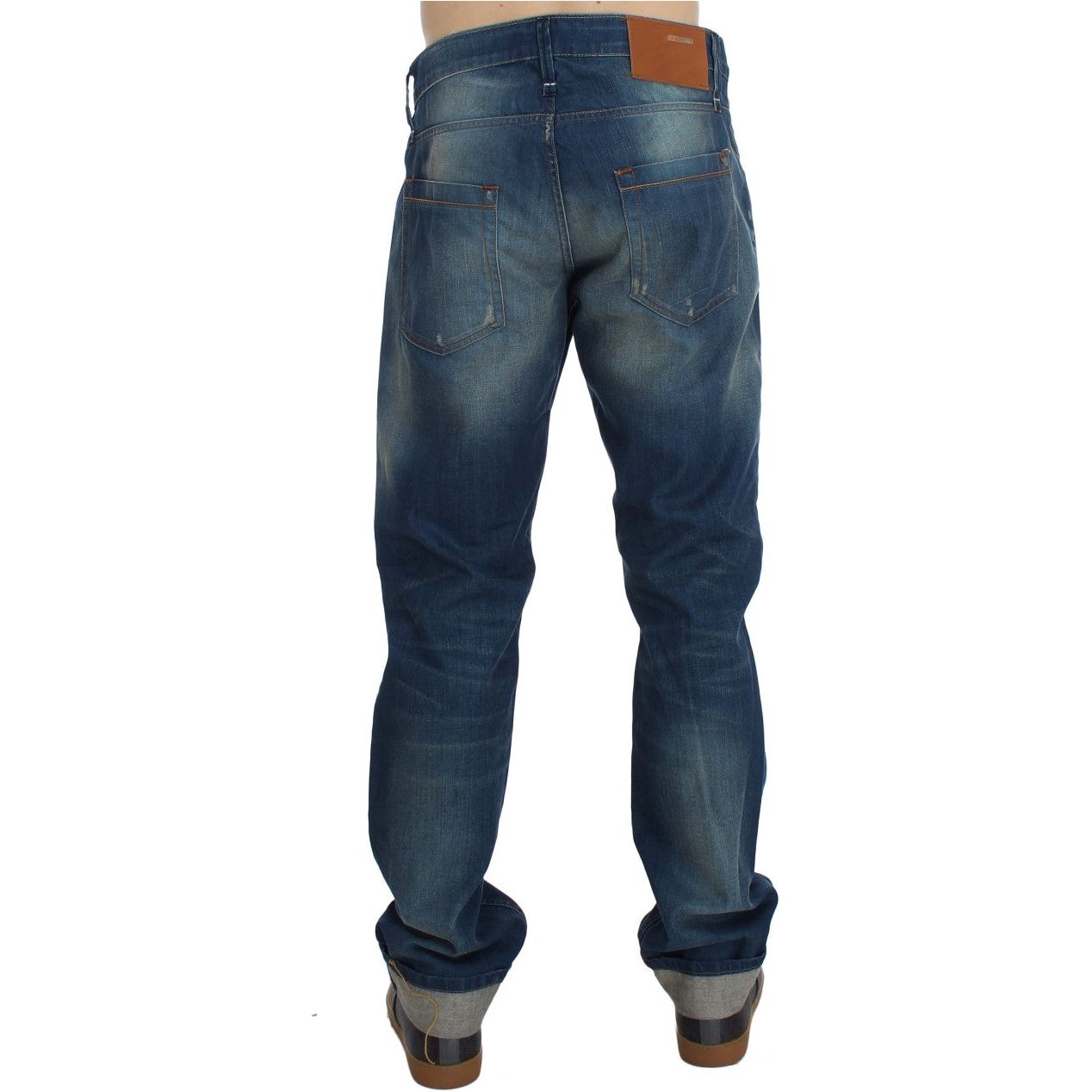 Acht Blue Cotton Denim Baggy Low Fit Jeans