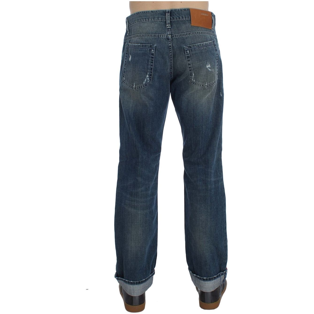 Acht Blue Cotton Regular Fit Denim Trousers