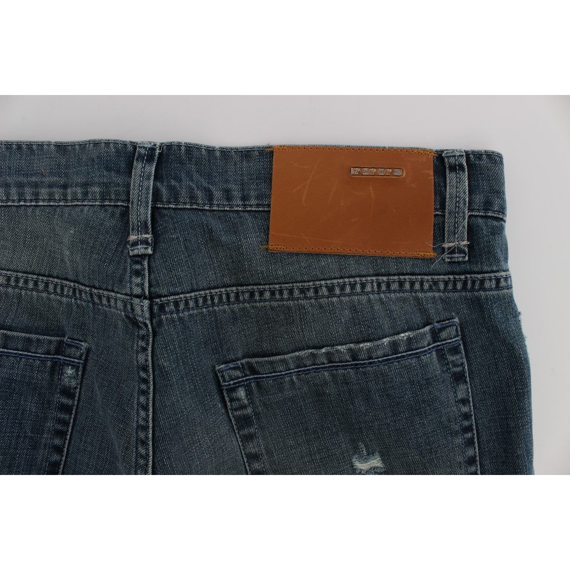 Acht Blue Cotton Regular Fit Denim Trousers