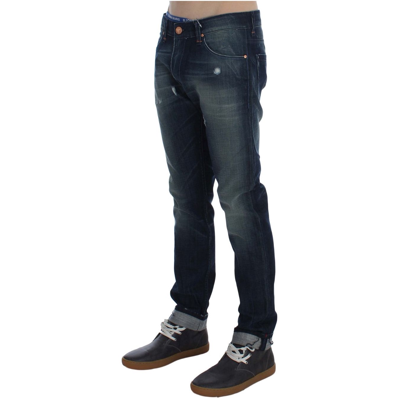 Acht Subtle Blue Italian Cotton Slim Fit Jeans