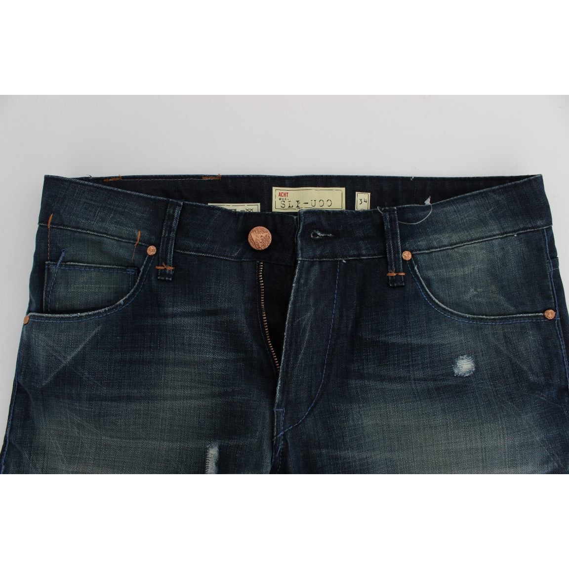 Acht Subtle Blue Italian Cotton Slim Fit Jeans