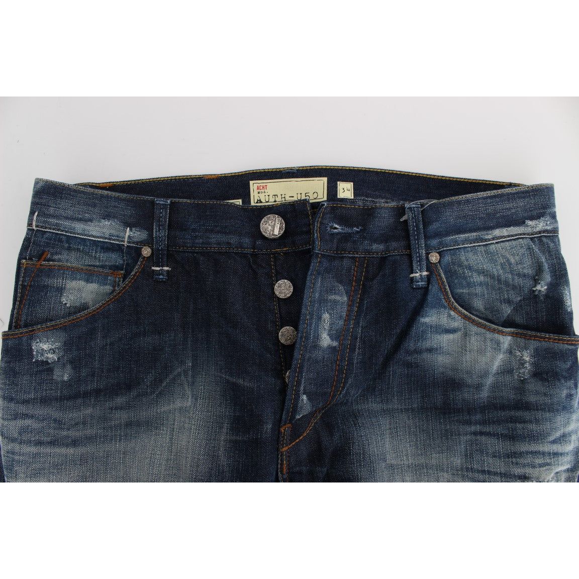 Acht Blue Cotton Regular Fit Jeans for Effortless Elegance