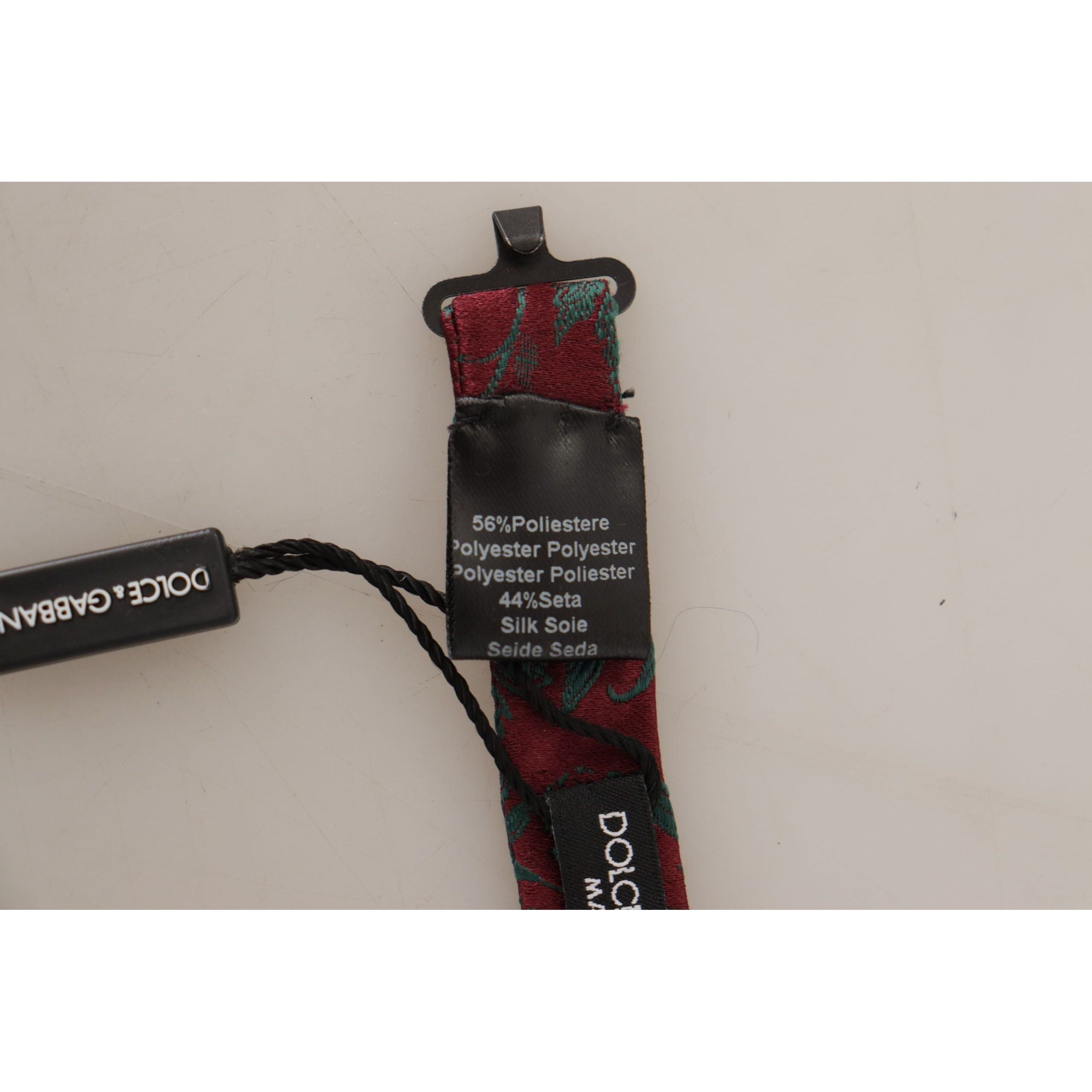 Dolce & Gabbana Maroon Silk Bow Tie Accessory