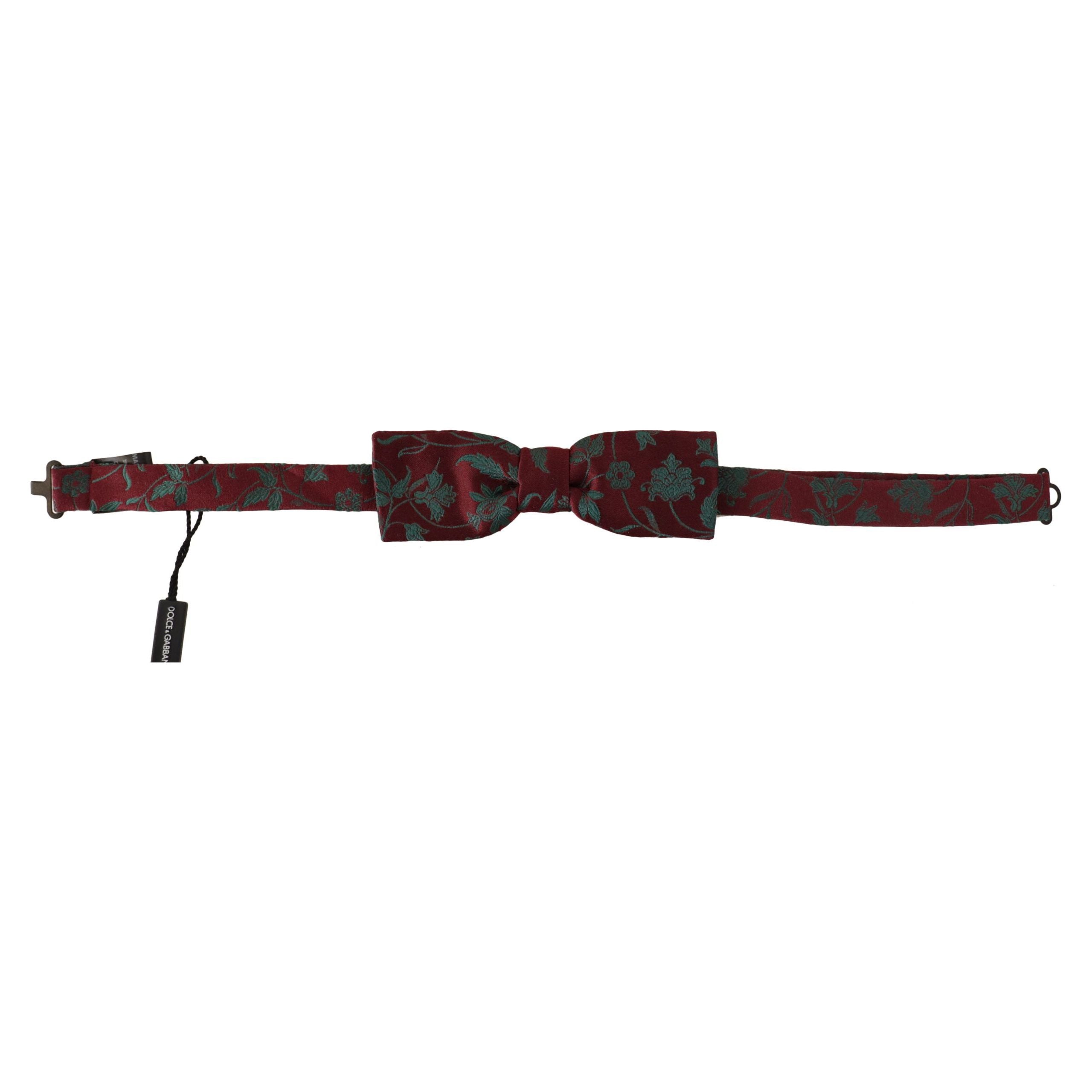 Dolce & Gabbana Maroon Silk Bow Tie Accessory