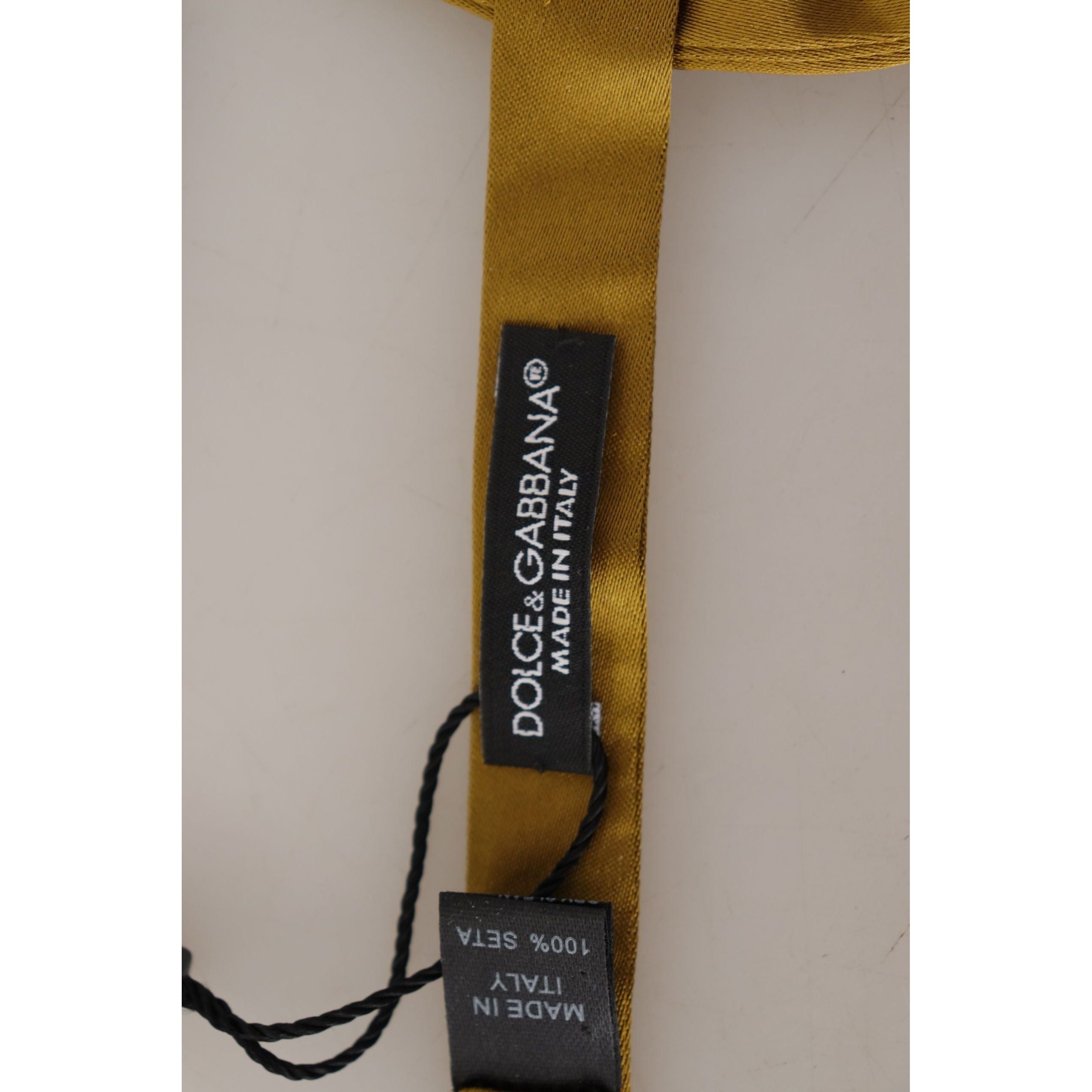 Dolce & Gabbana Mustard Silk Bow Tie Accessory
