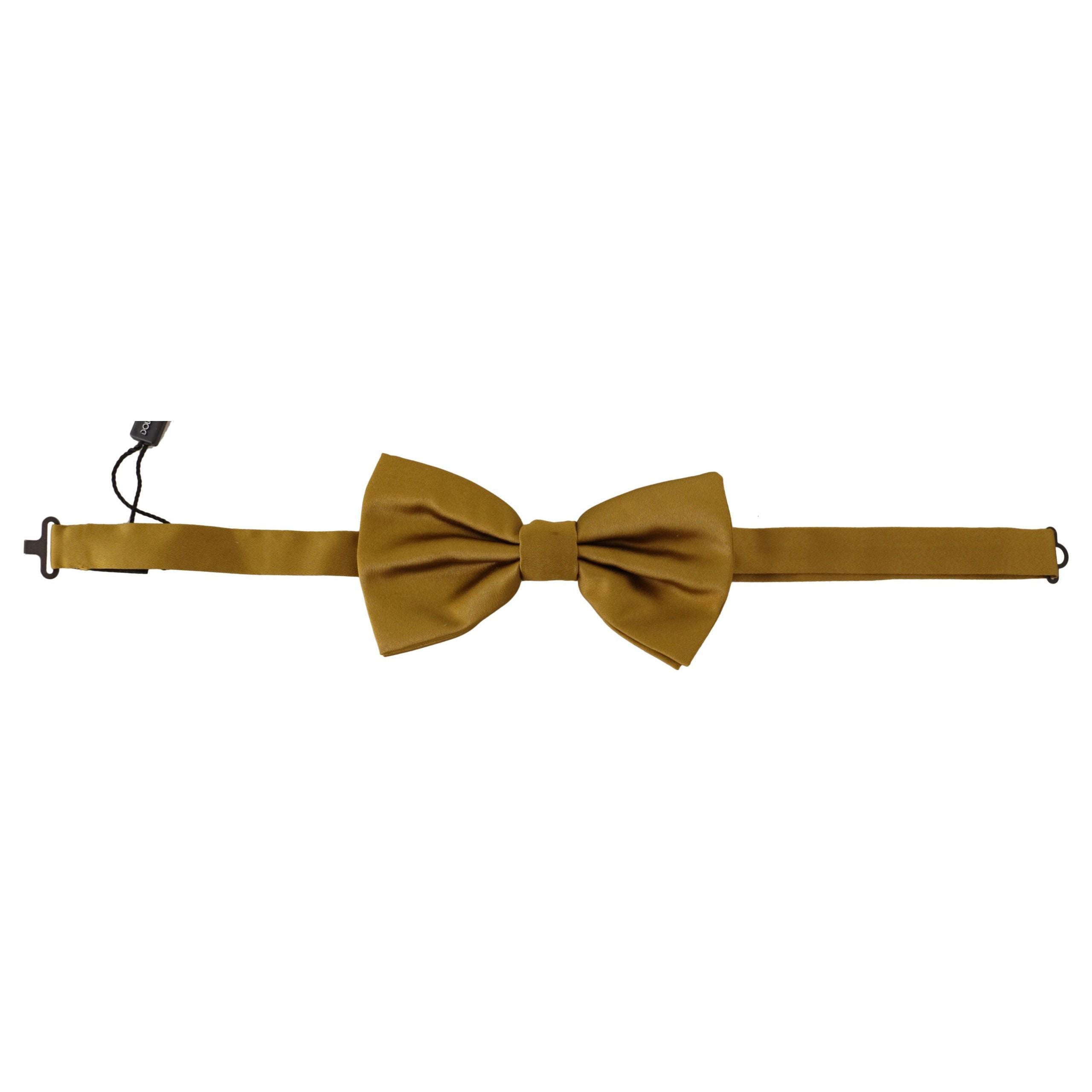 Dolce & Gabbana Mustard Silk Bow Tie Accessory