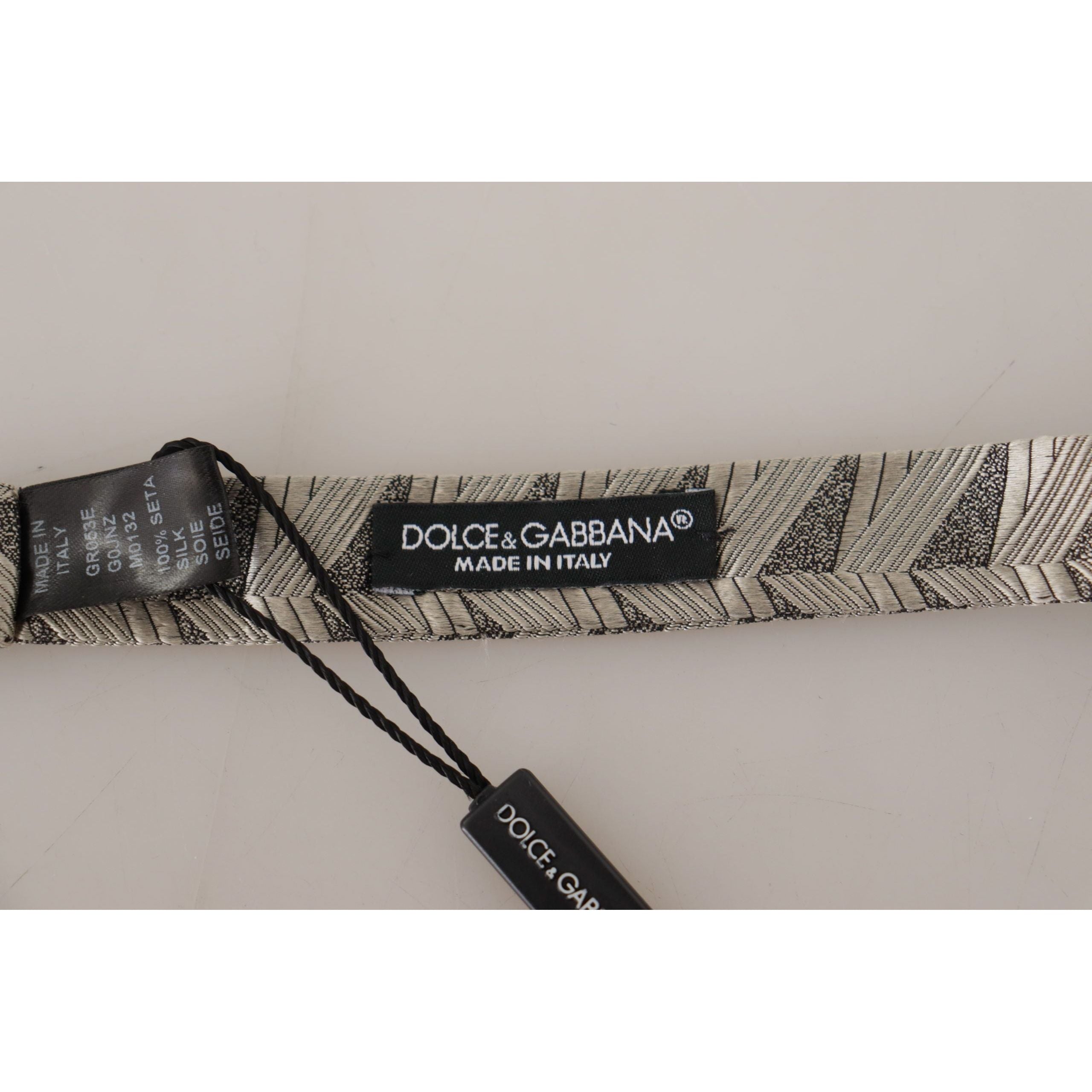 Dolce & Gabbana Grey Silk Bow Tie Accessory
