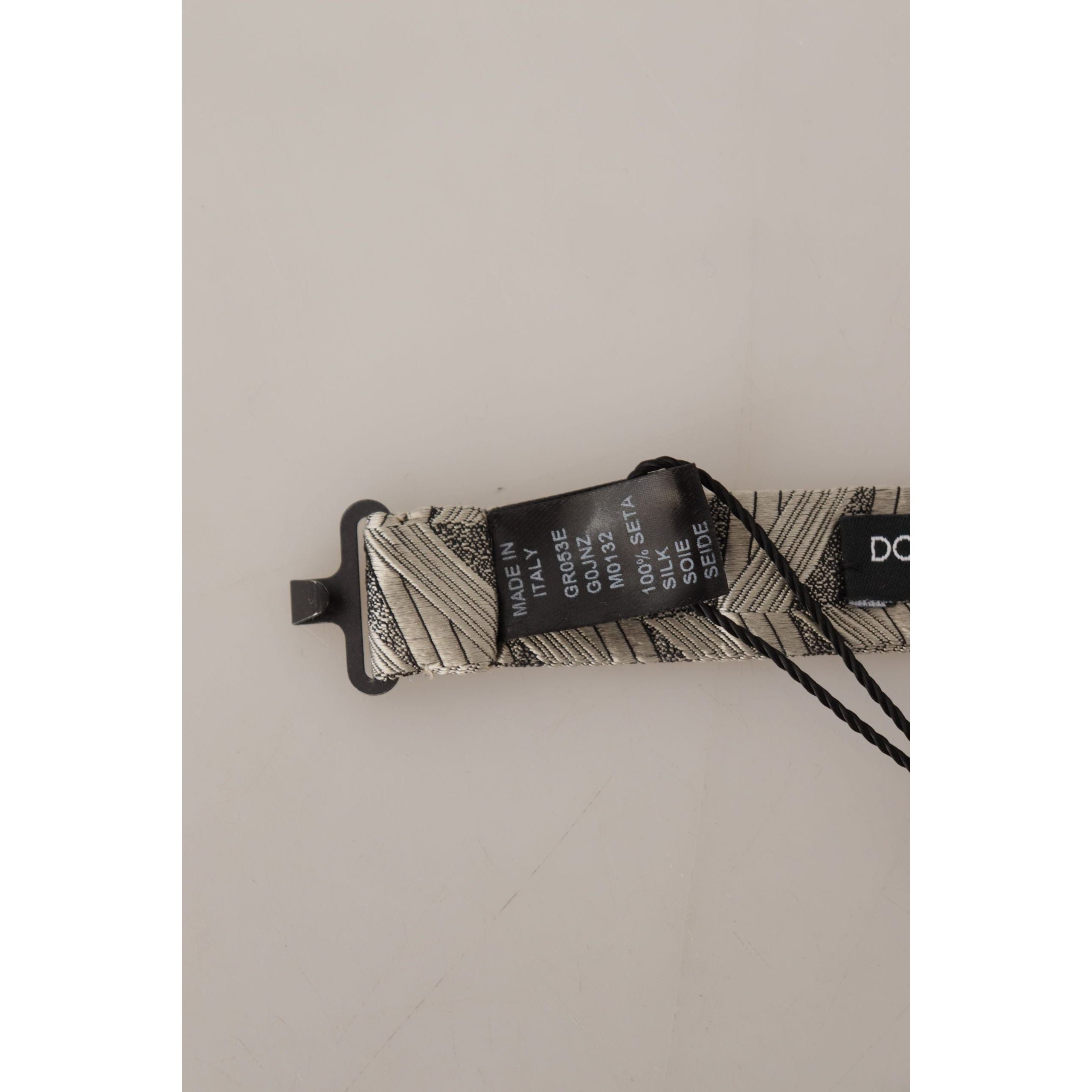 Dolce & Gabbana Grey Silk Bow Tie Accessory