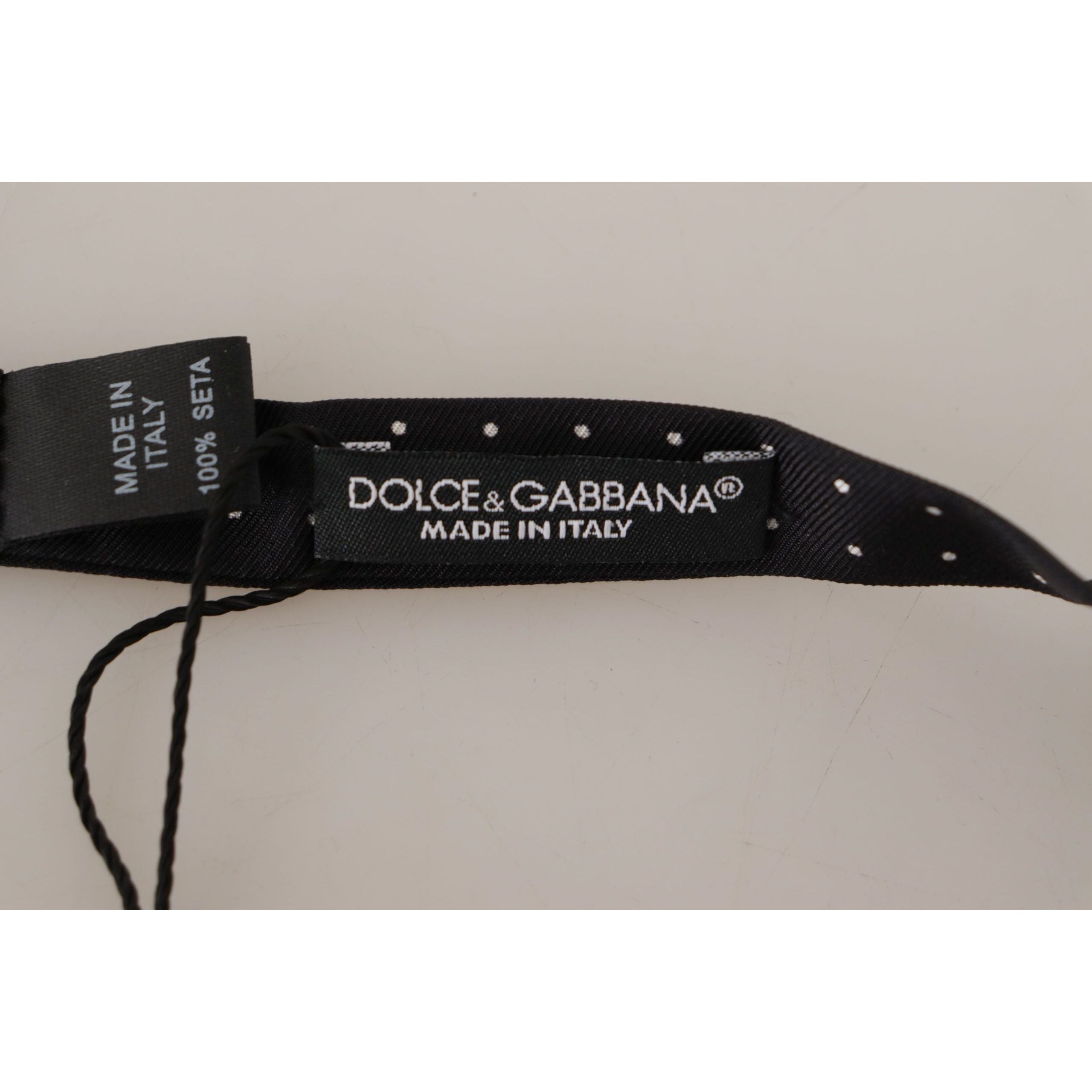 Dolce & Gabbana Black Silk Polka Dot Bow Tie