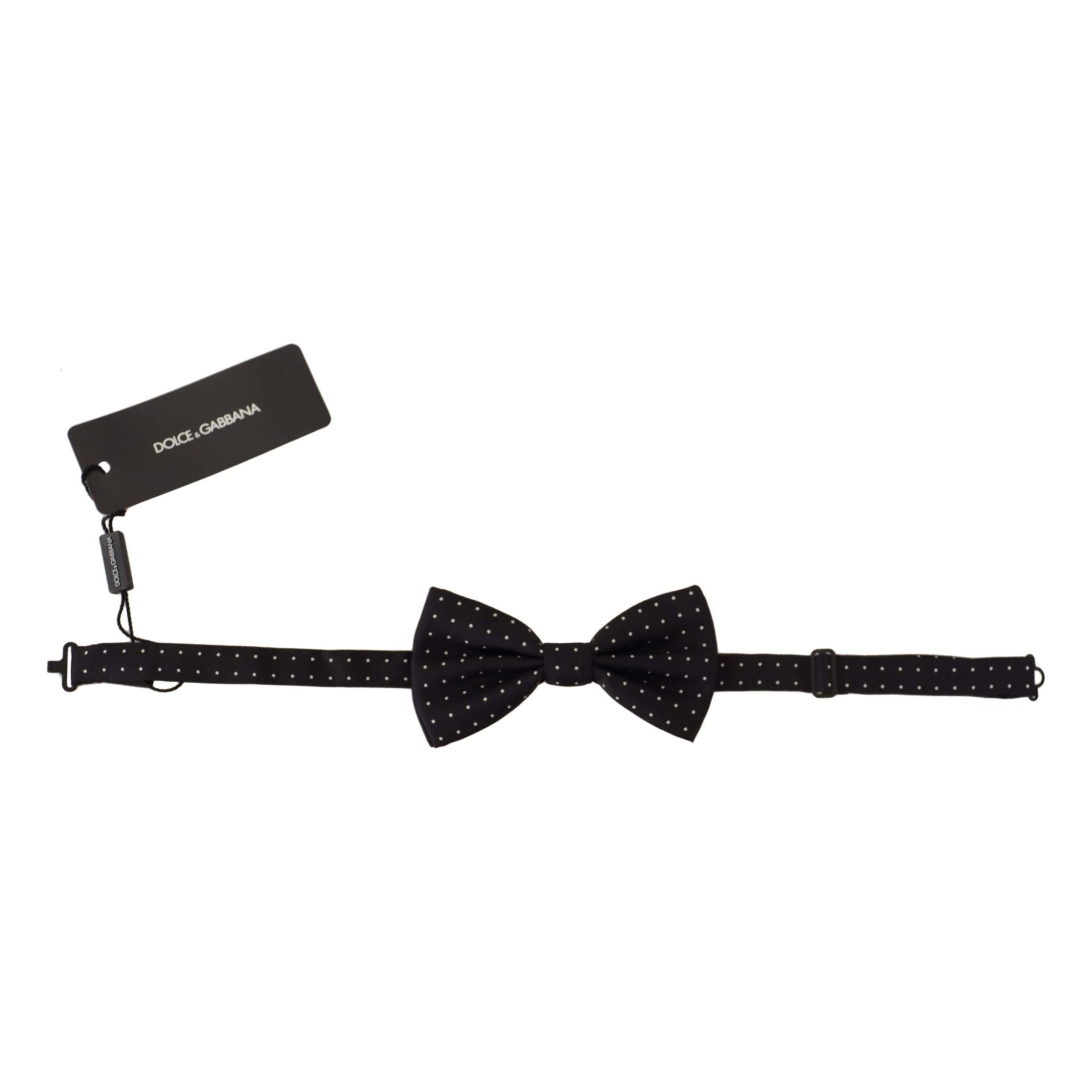 Dolce & Gabbana Black Silk Polka Dot Bow Tie
