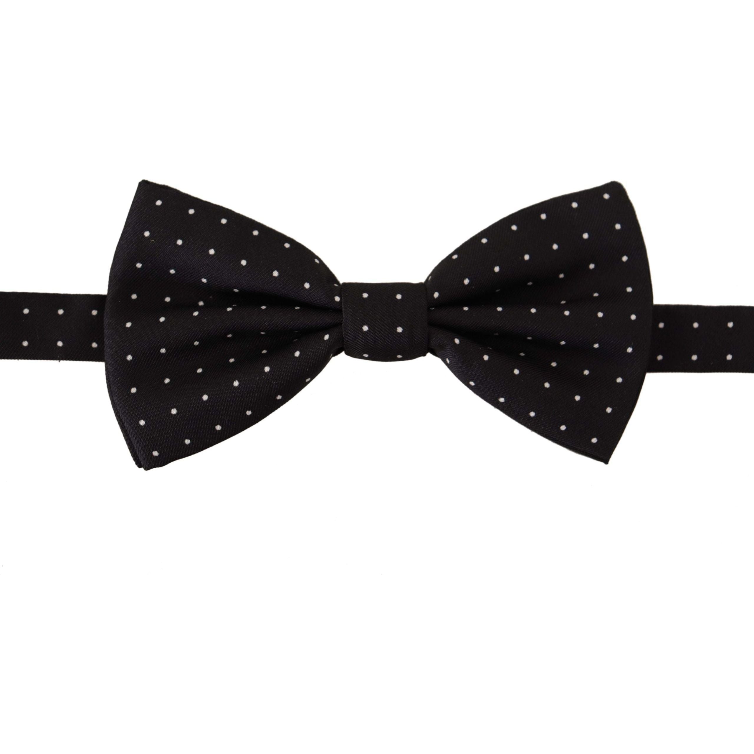 Dolce & Gabbana Black Silk Polka Dot Bow Tie