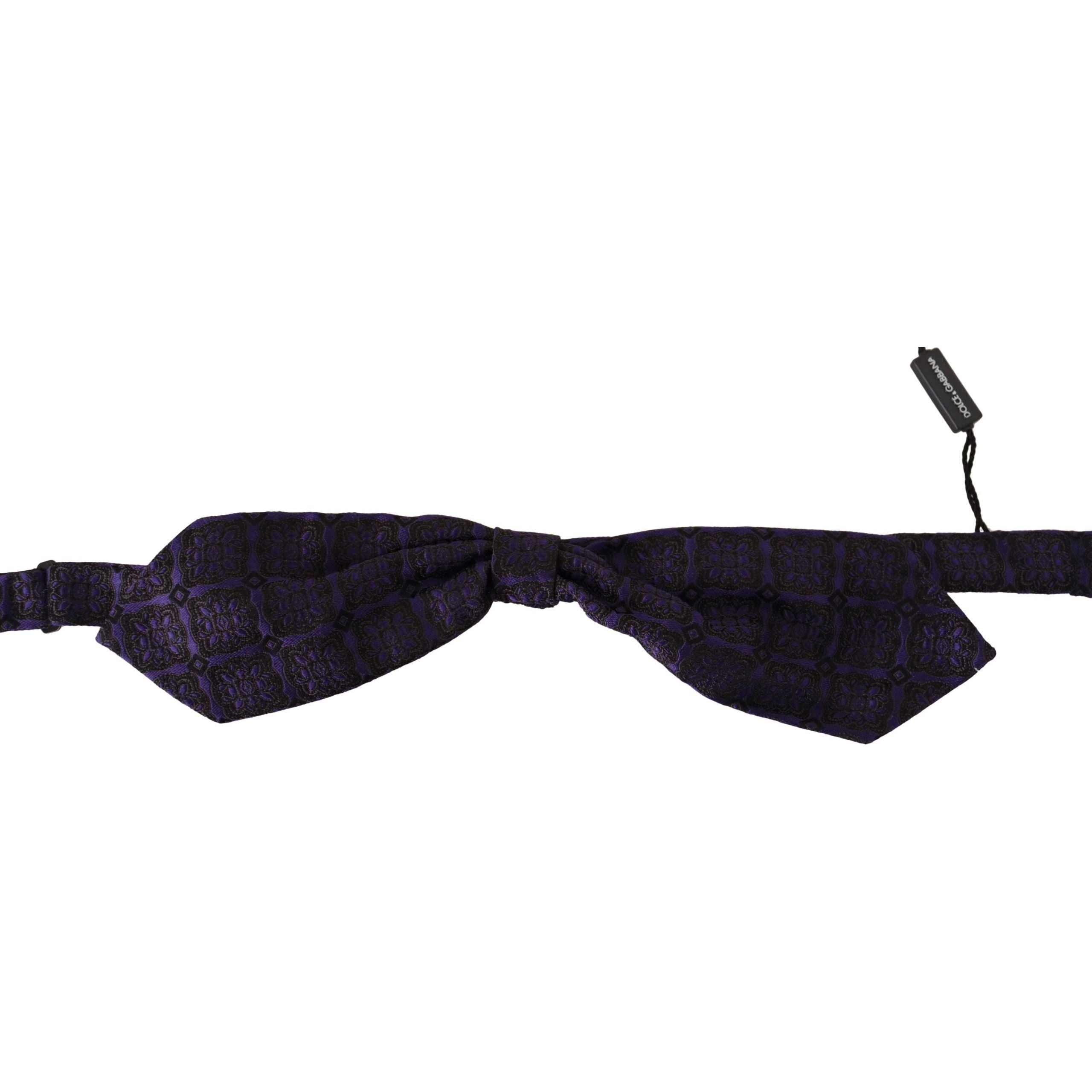 Dolce & Gabbana Blue Silk Geometric Bow Tie