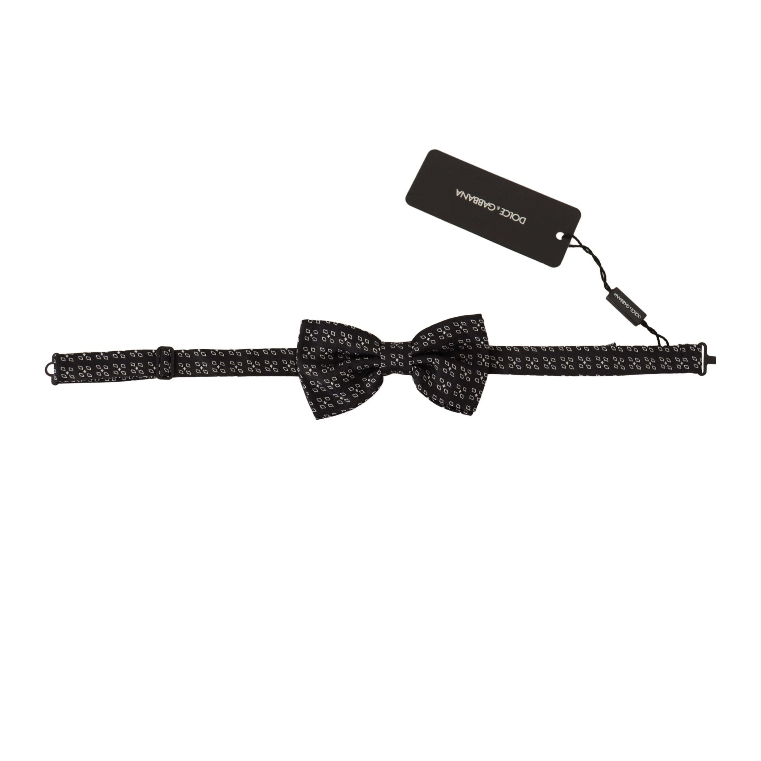 Dolce & Gabbana Black Silk Polka Dot Bow Tie Accessory