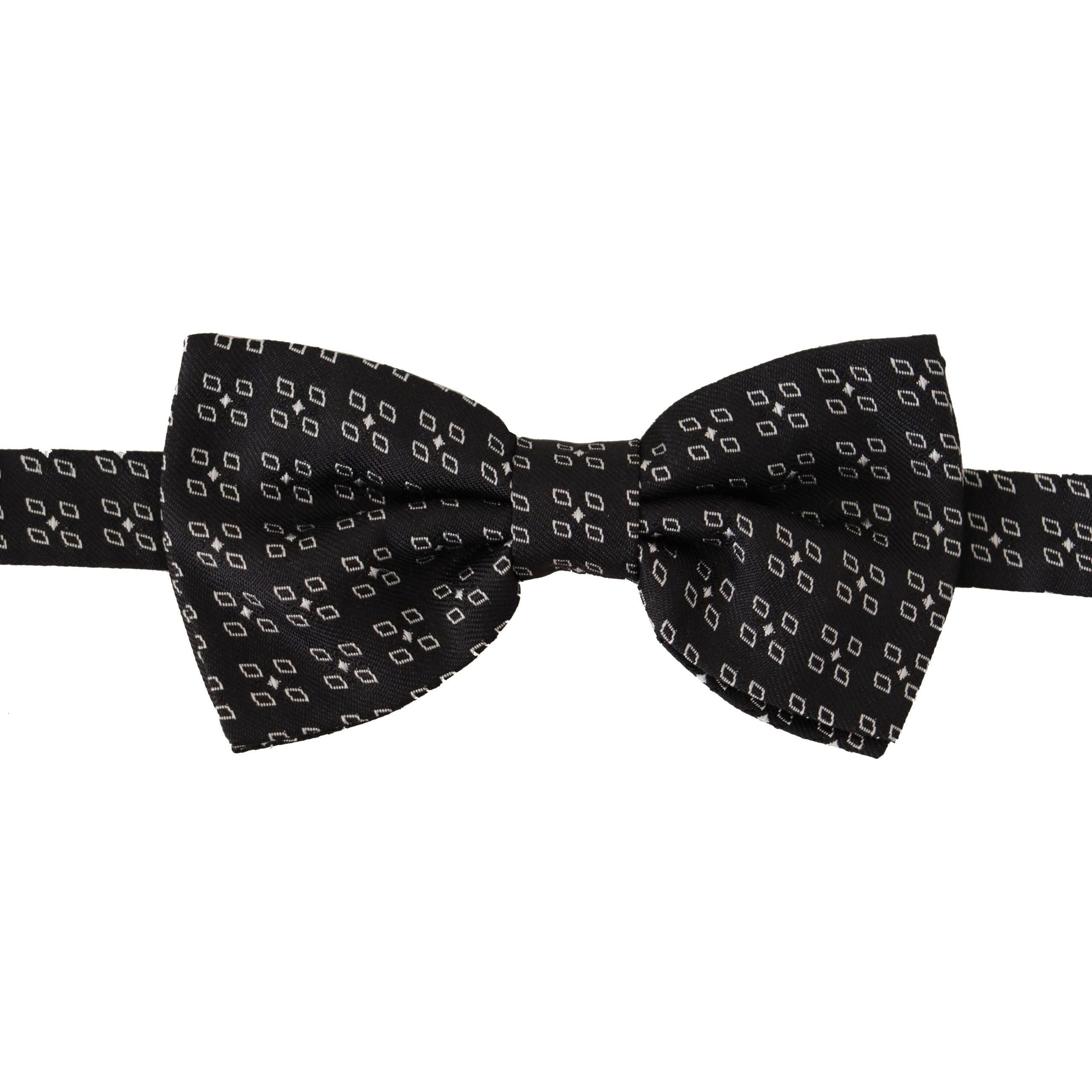 Dolce & Gabbana Black Silk Polka Dot Bow Tie Accessory