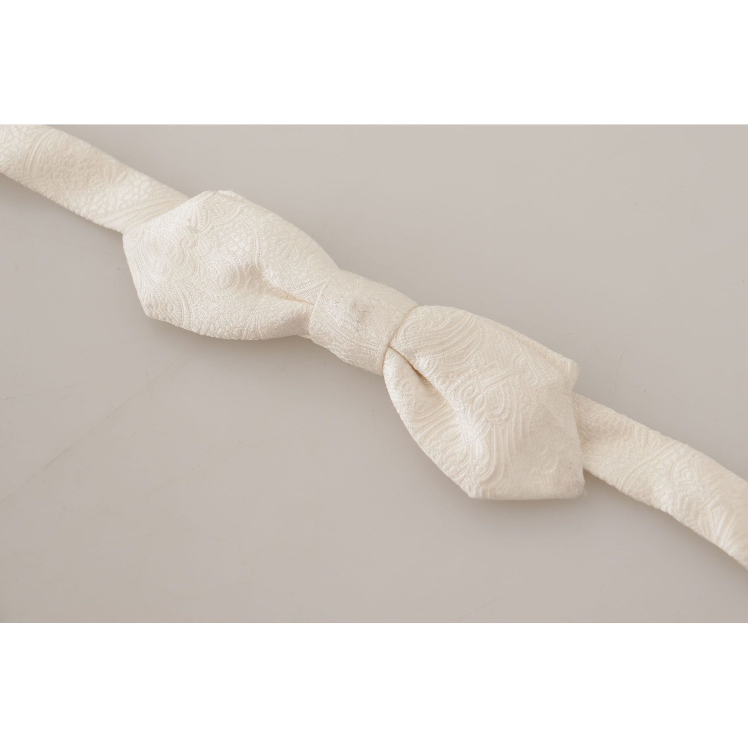 Dolce & Gabbana White Silk Bow Tie Accessory