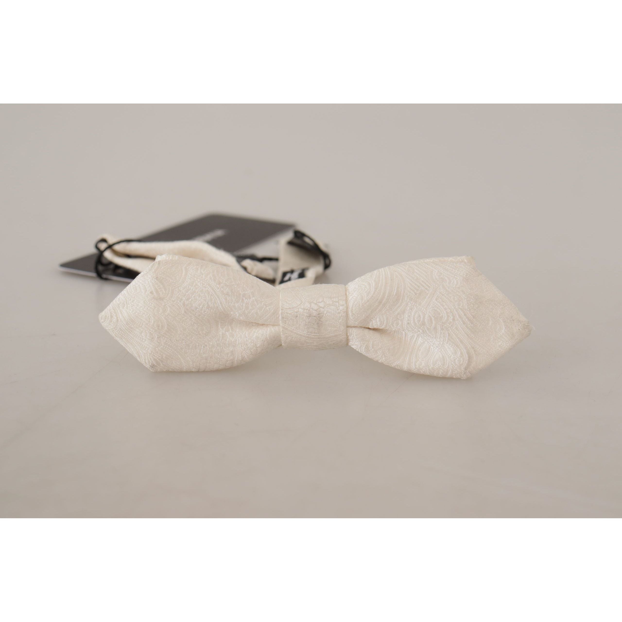 Dolce & Gabbana White Silk Bow Tie Accessory