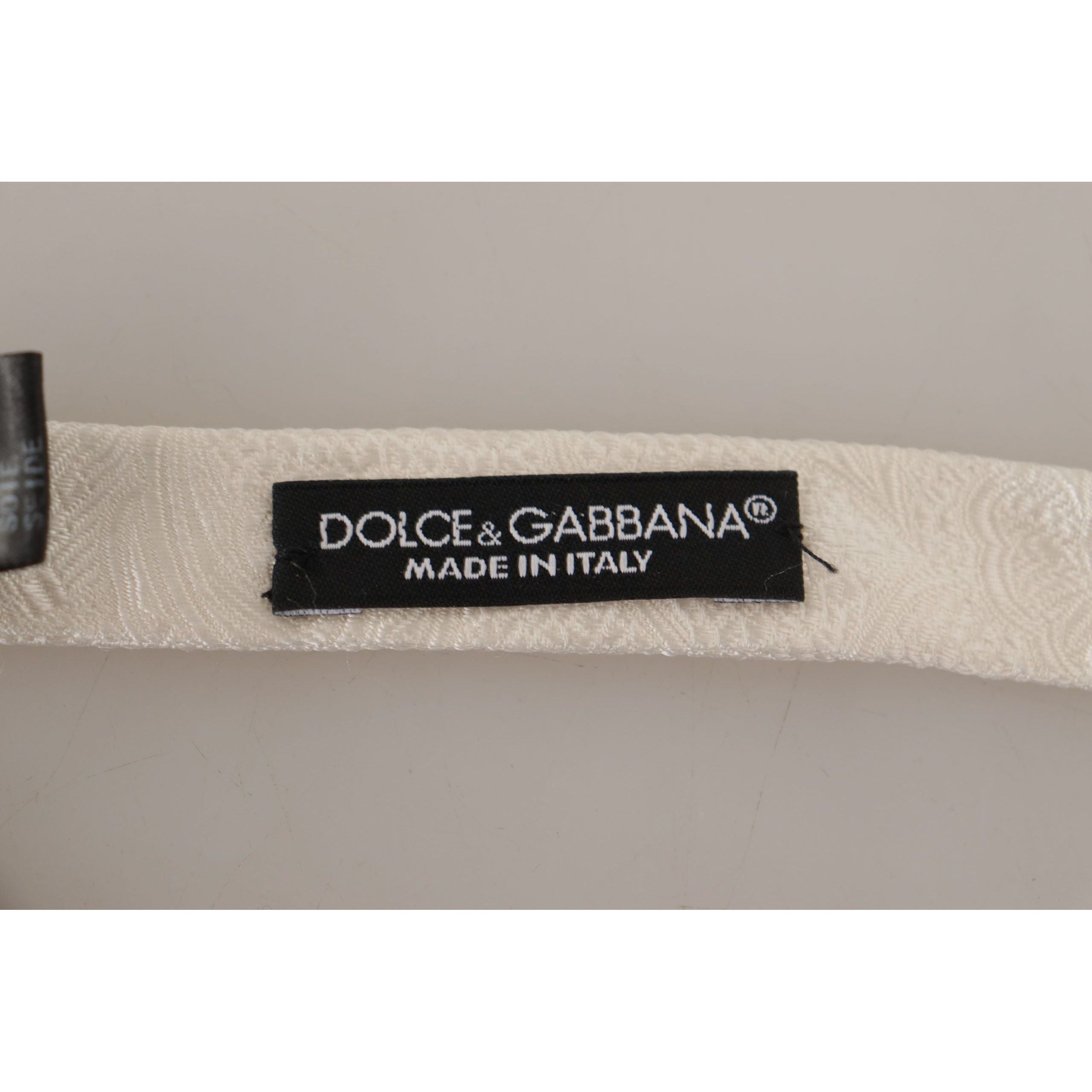 Dolce & Gabbana White Silk Bow Tie Accessory