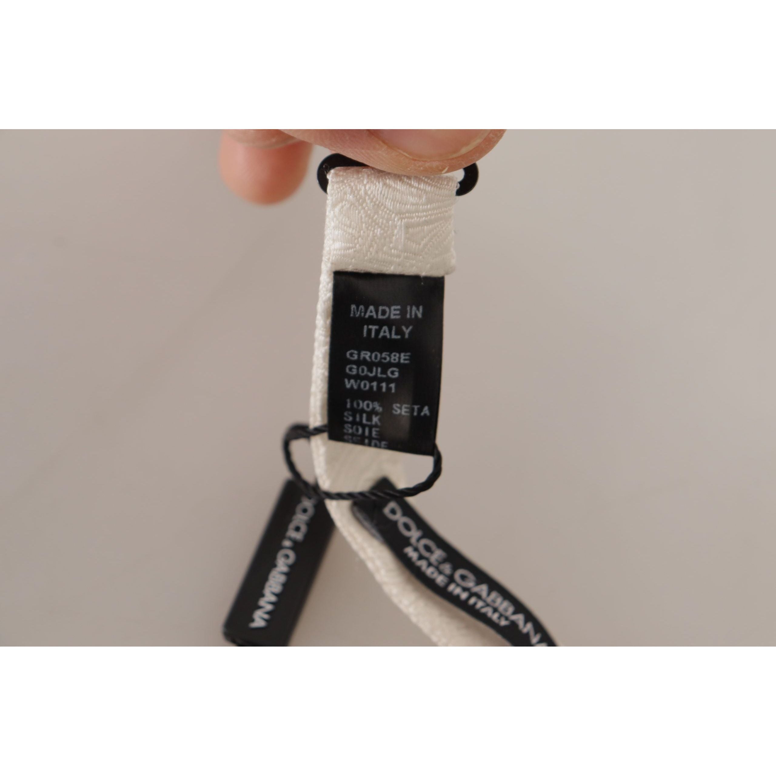 Dolce & Gabbana White Silk Bow Tie Accessory