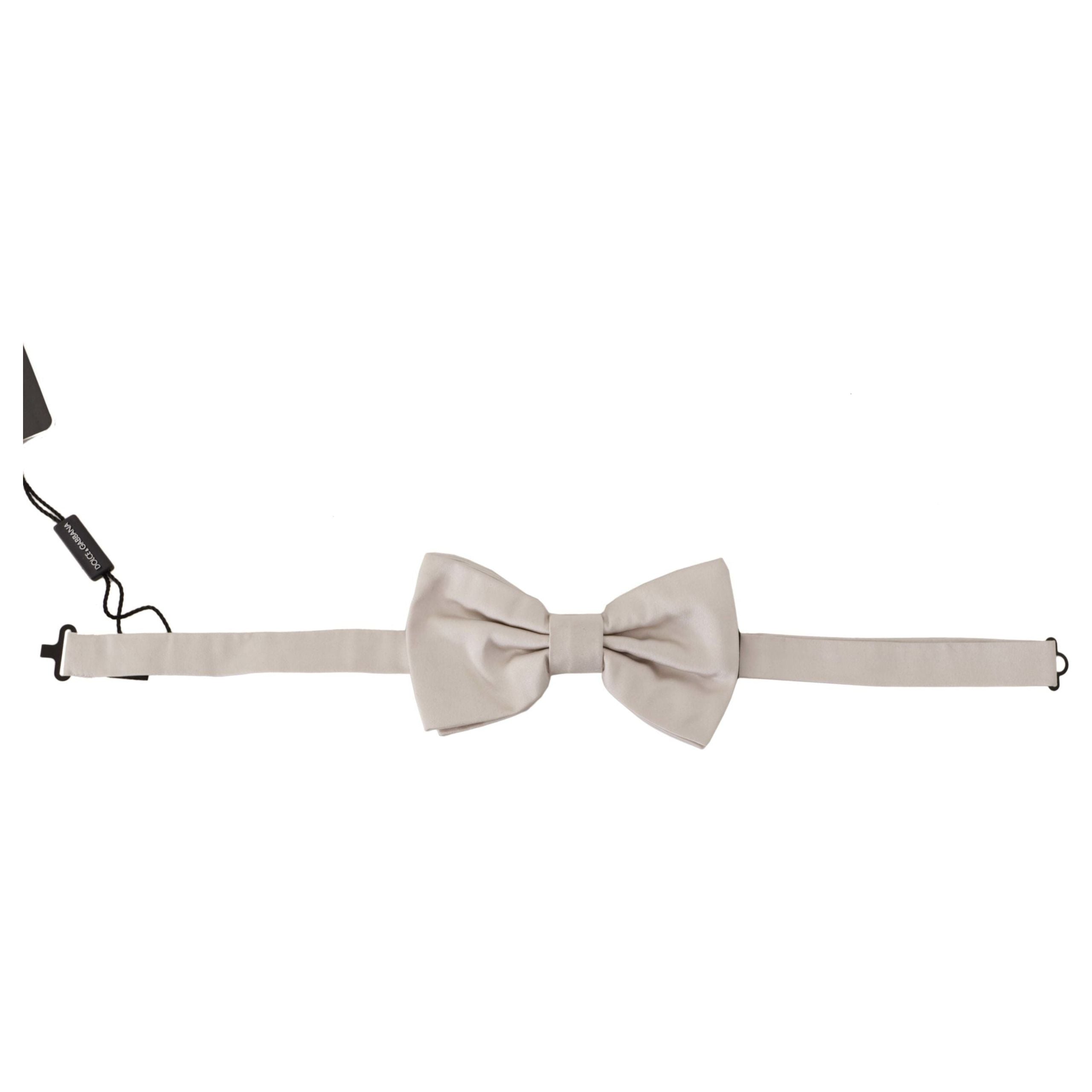 Dolce & Gabbana Gray Exquisite Silk Bow Tie Accessory