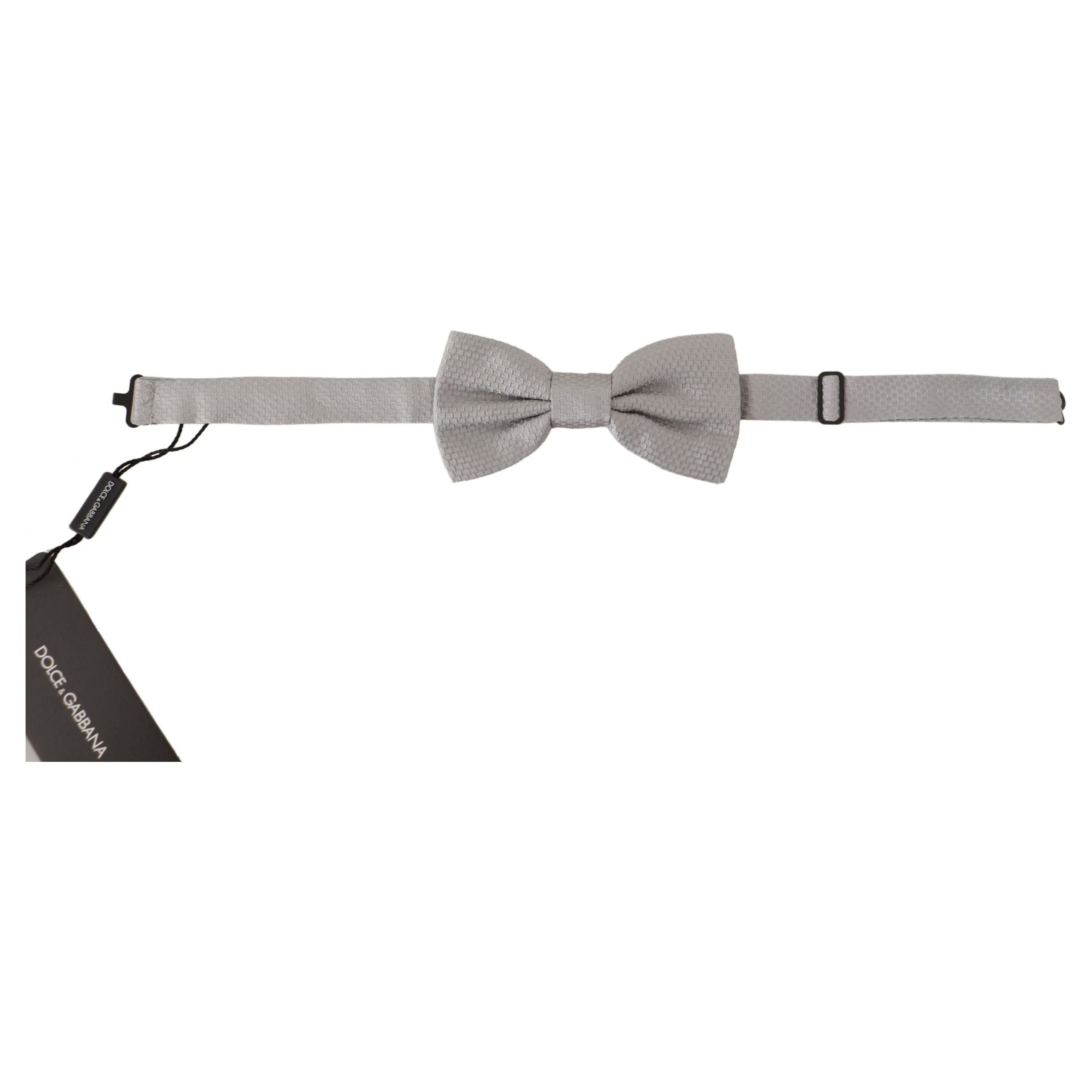 Dolce & Gabbana Chic Gray Silk Bow Tie for Timeless Elegance