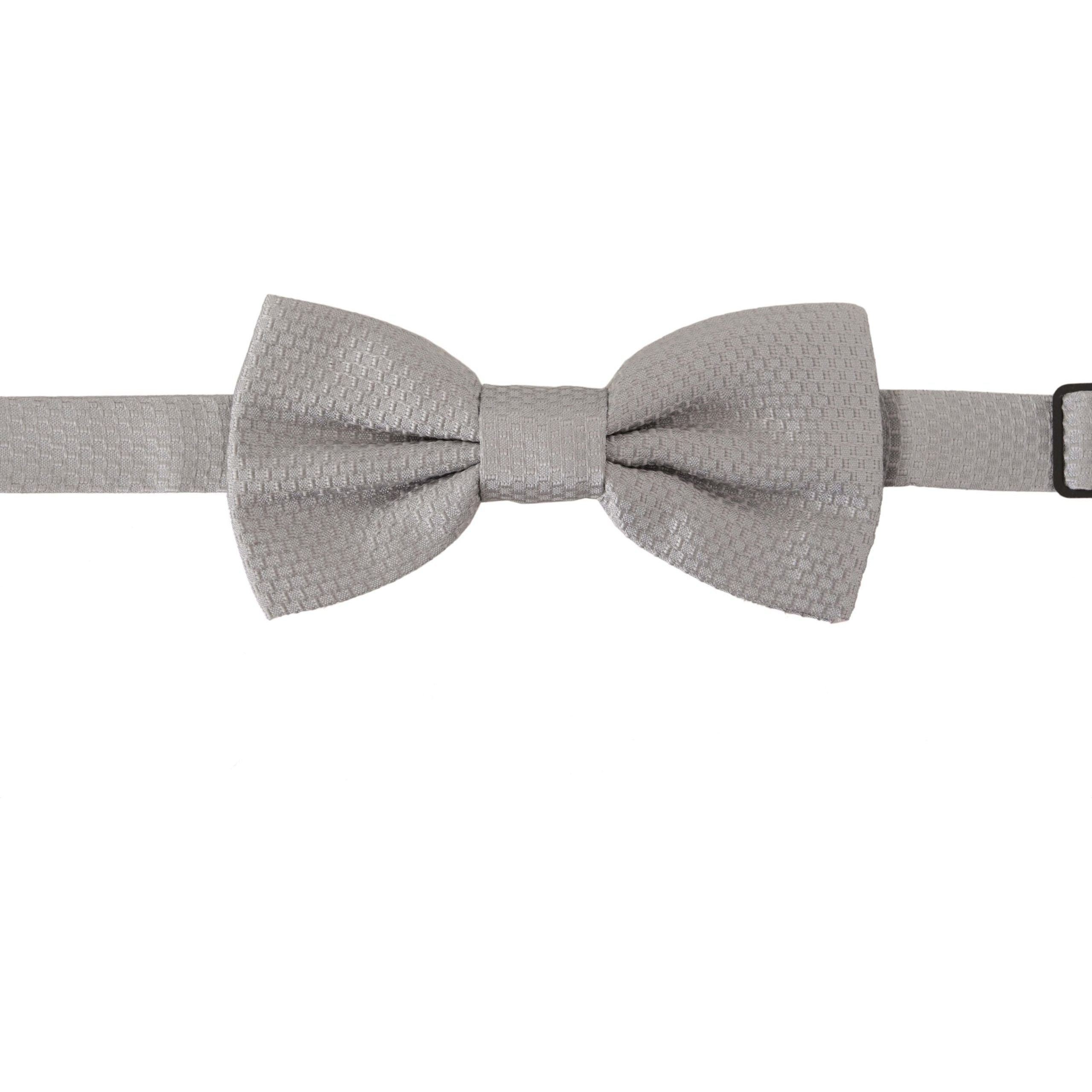 Dolce & Gabbana Chic Gray Silk Bow Tie for Timeless Elegance