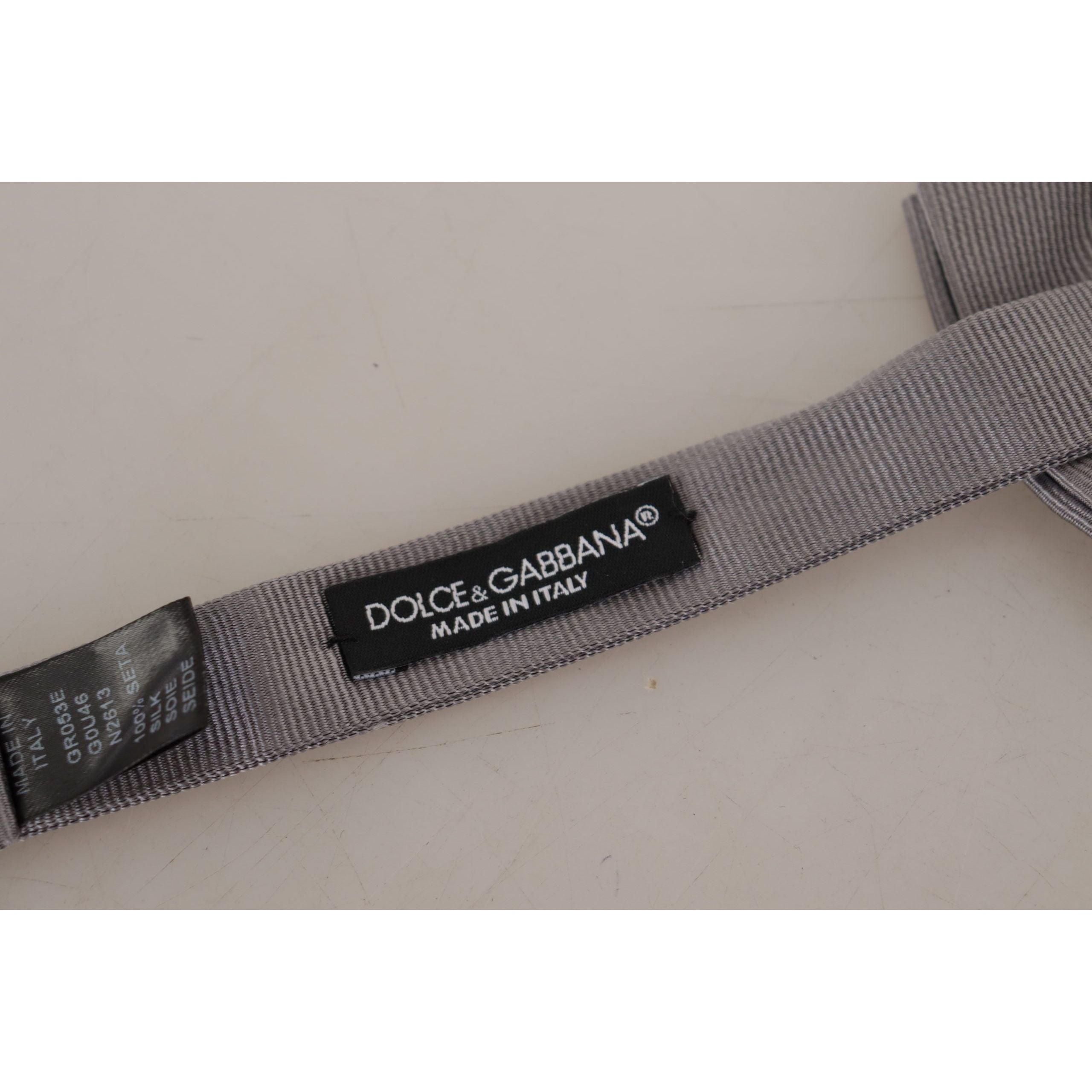 Dolce & Gabbana Gray Silk Bow Tie for Refined Style