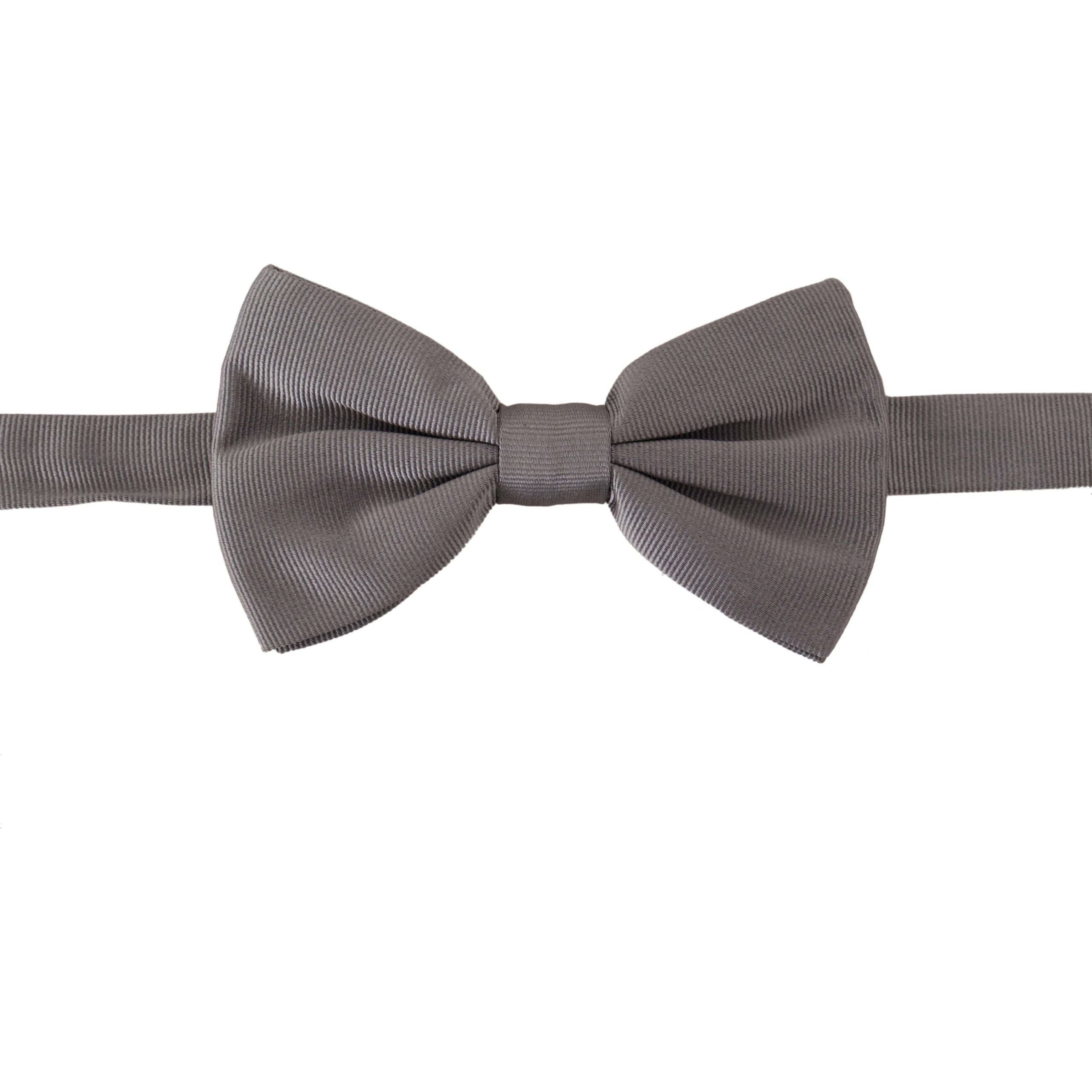 Dolce & Gabbana Gray Silk Bow Tie for Refined Style