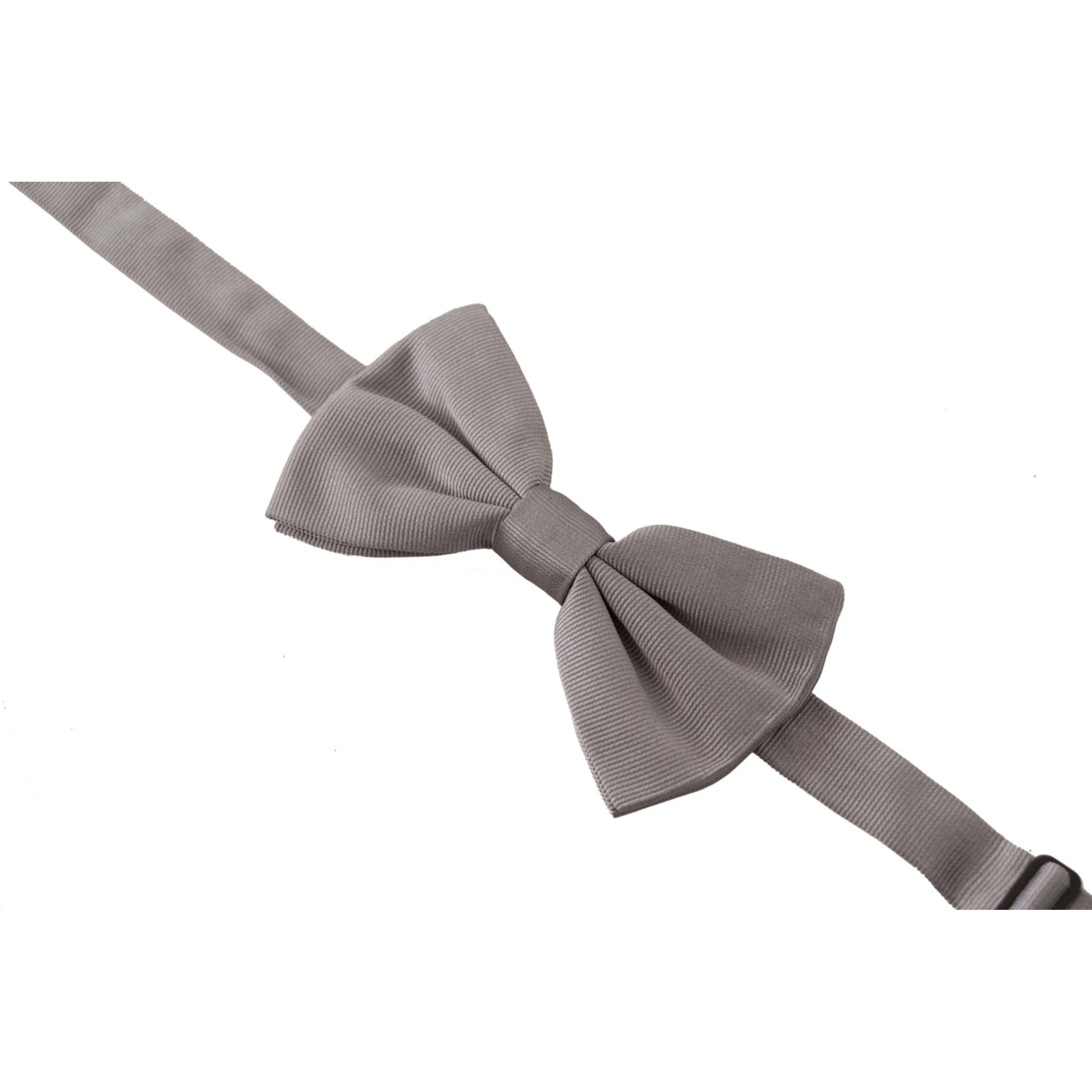 Dolce & Gabbana Gray Silk Bow Tie for Refined Style