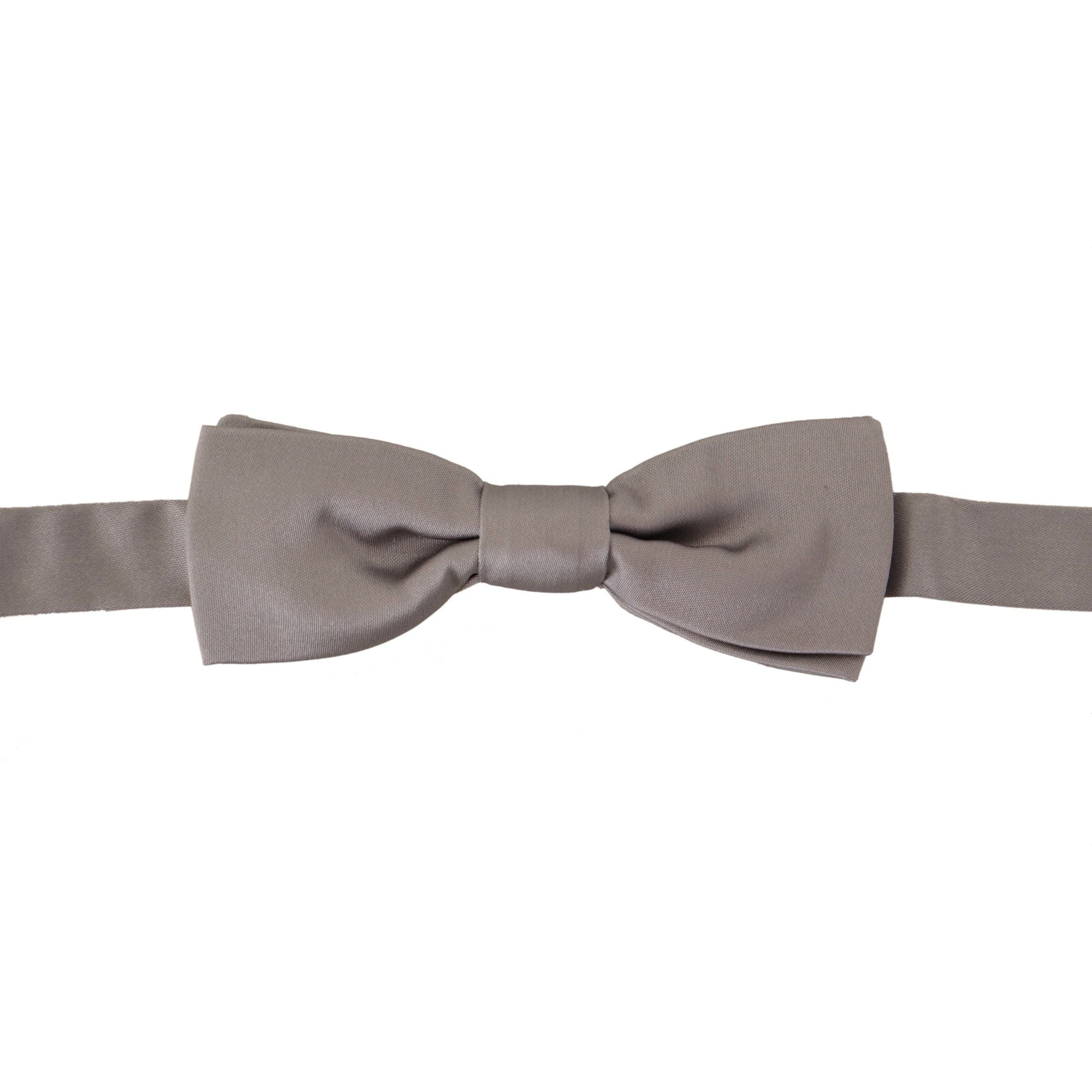 Dolce & Gabbana Silver Silk Bow Tie for Sophisticated Evening