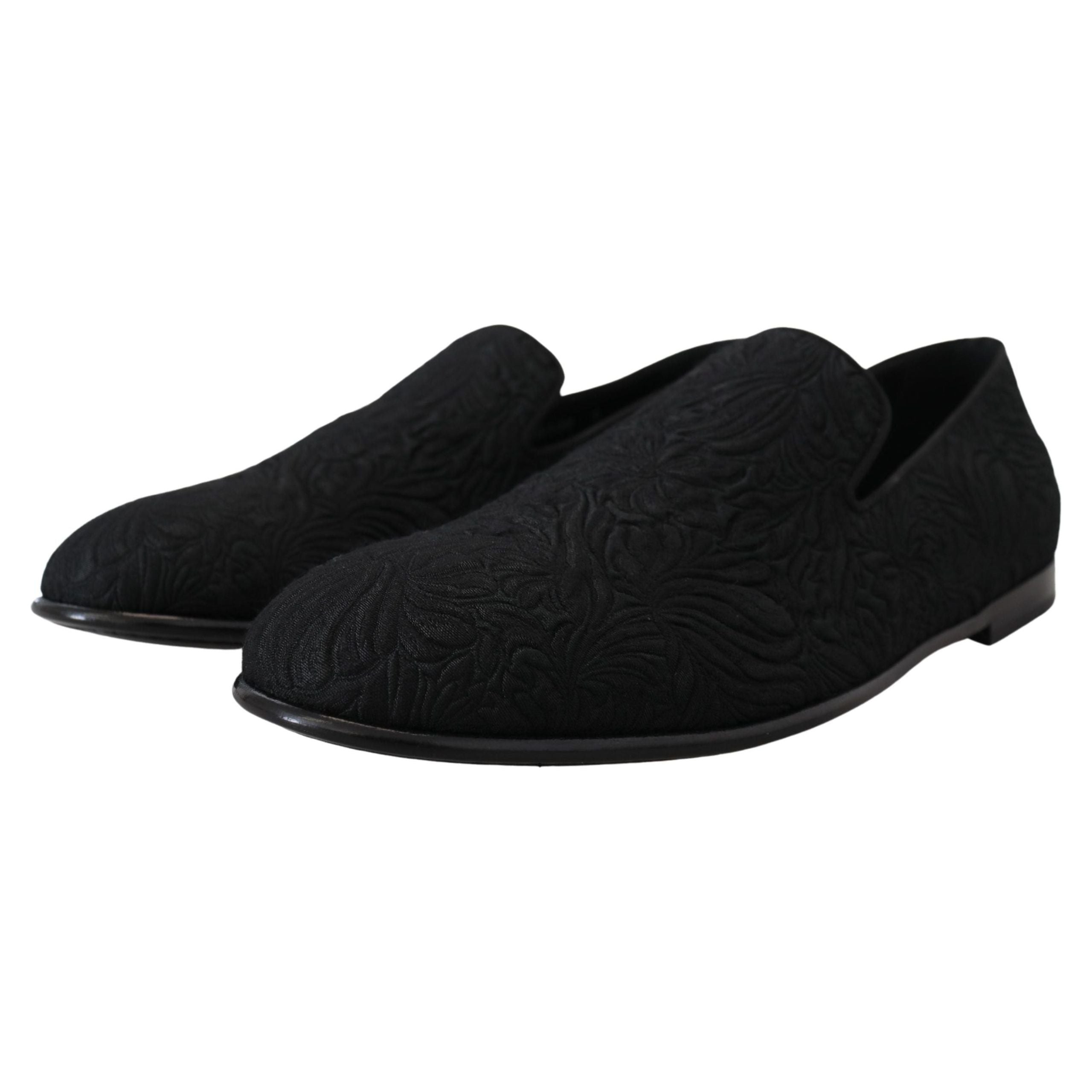 Dolce & Gabbana Black Jacquard Slide On Flats