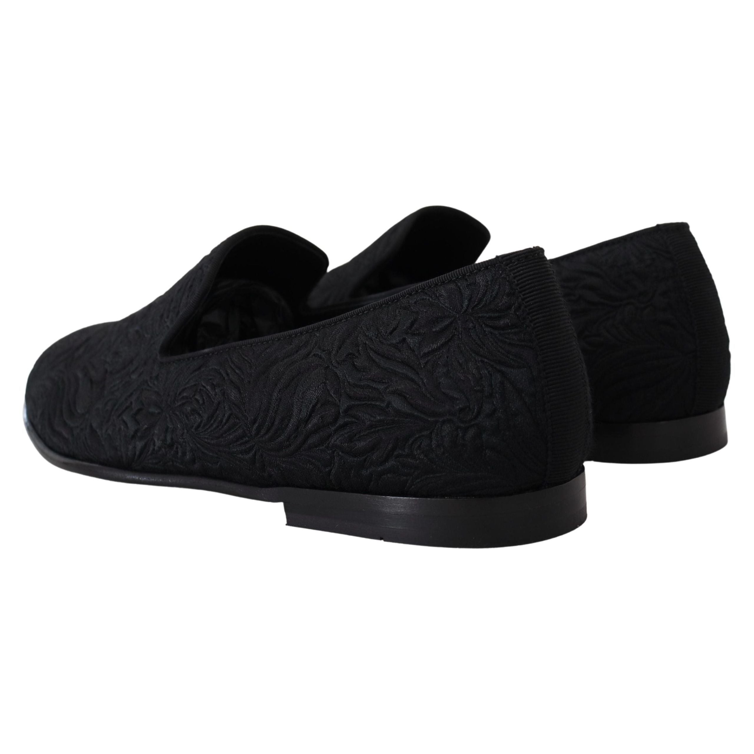 Dolce & Gabbana Black Jacquard Slide On Flats