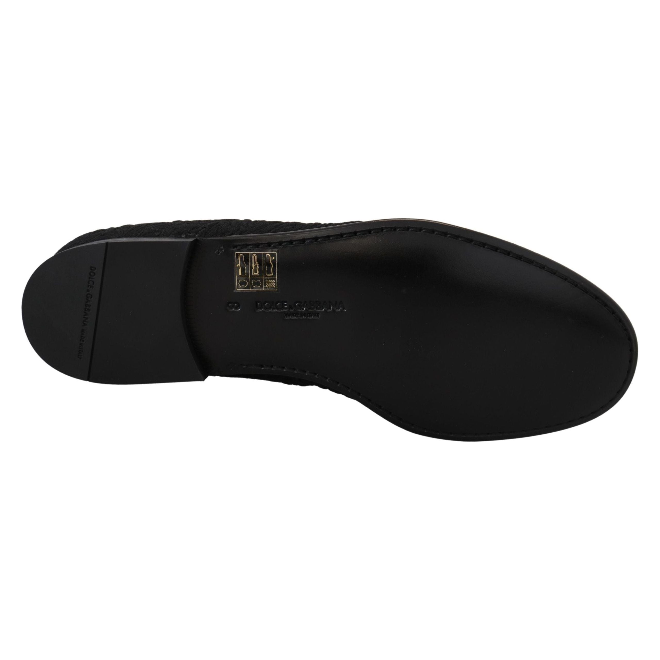 Dolce & Gabbana Black Jacquard Slide On Flats