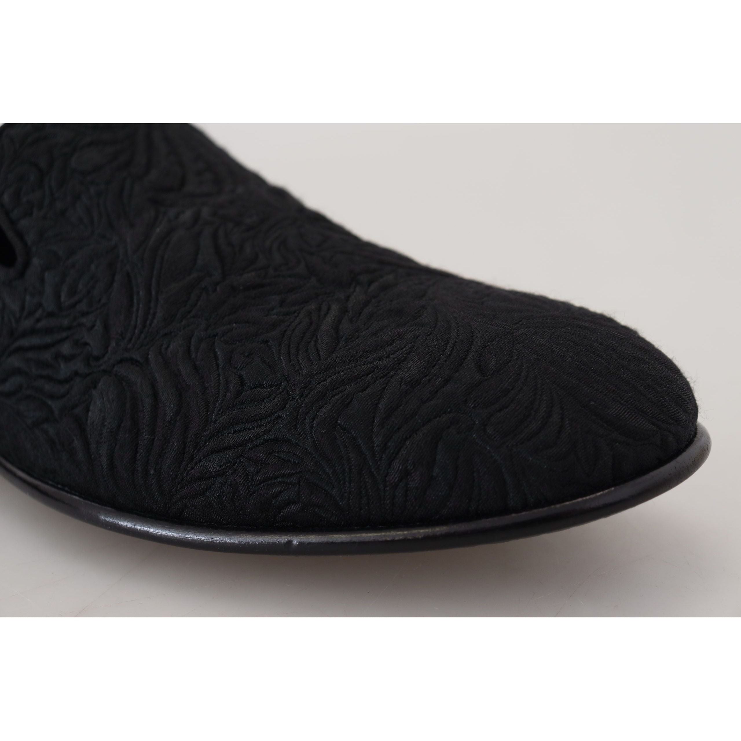 Dolce & Gabbana Black Jacquard Slide On Flats