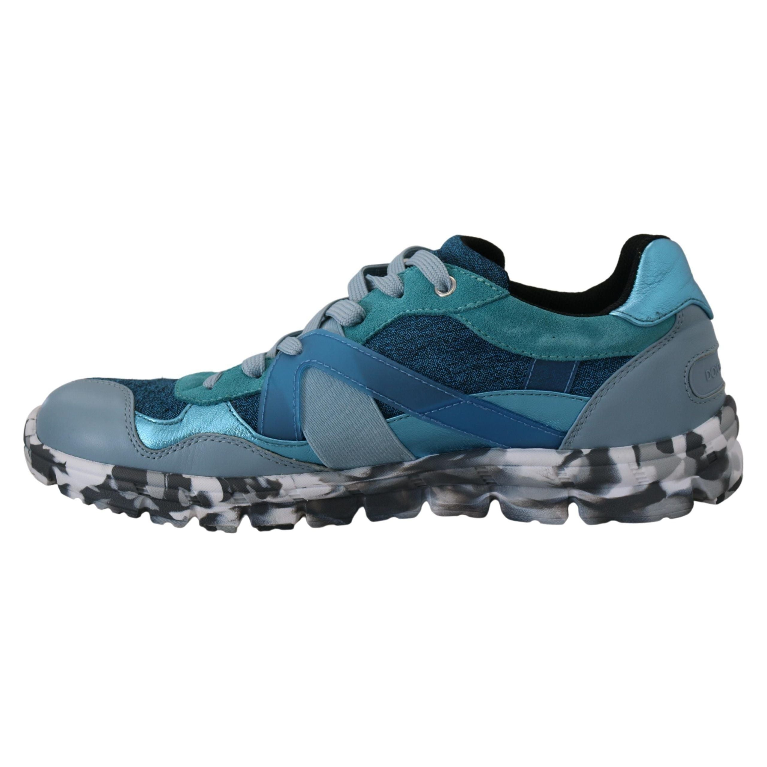 Dolce & Gabbana Blue Calfskin Low Top Sneakers