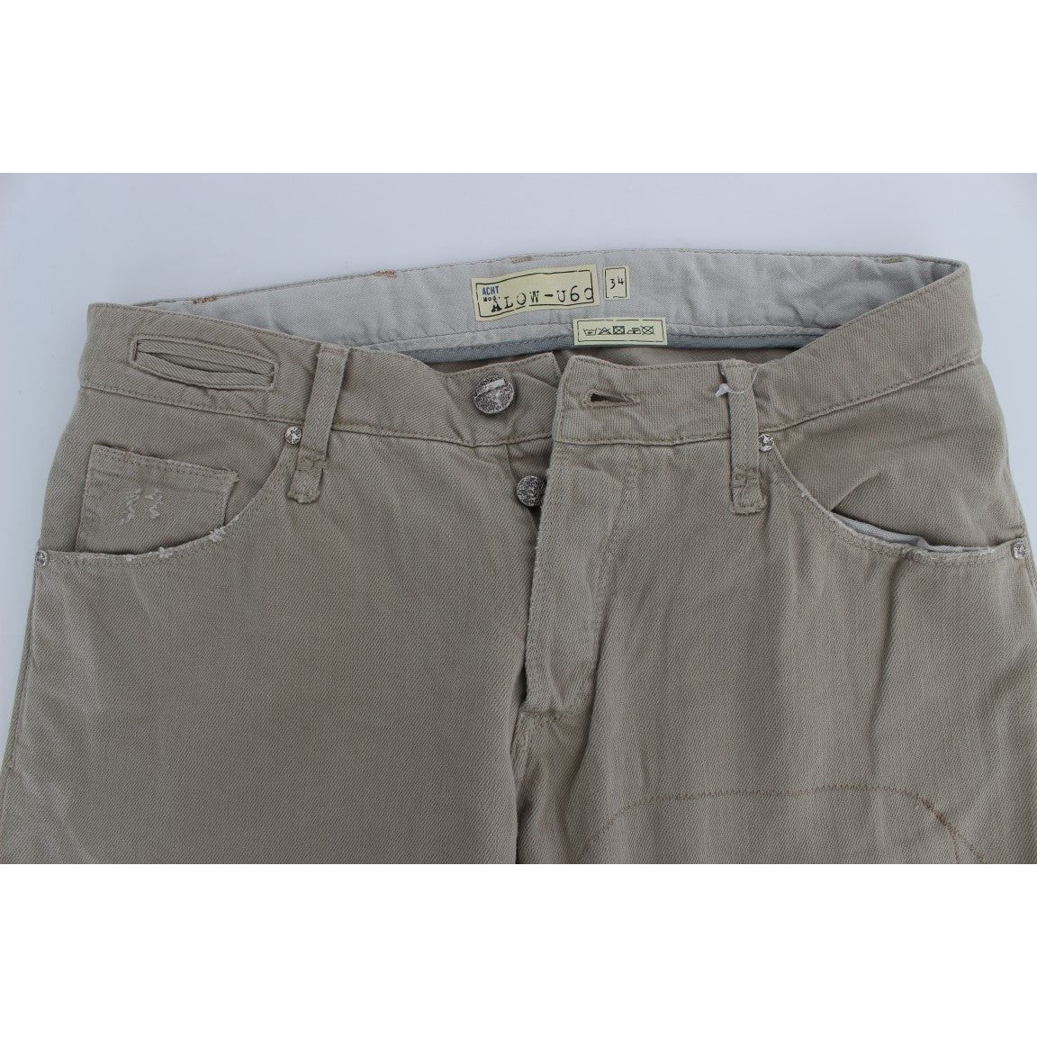 Acht Beige Cotton Jeans for Elevated Style and Comfort