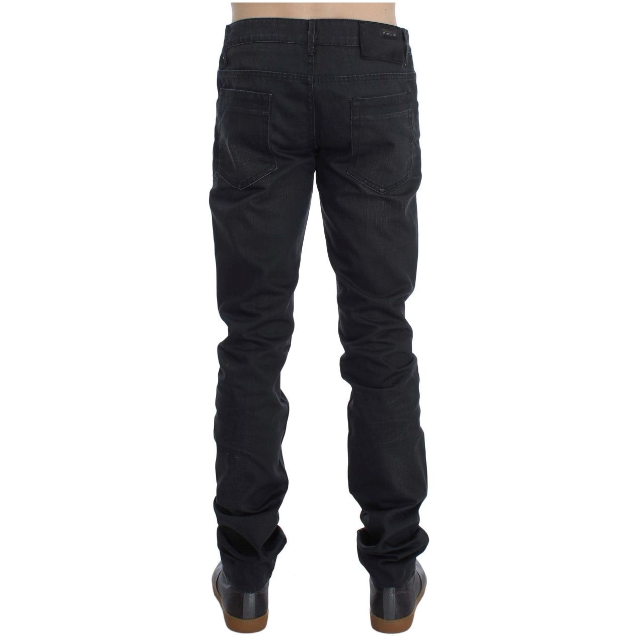 Acht Gray Cotton Slim Fit Italian Jeans for Elevated Style