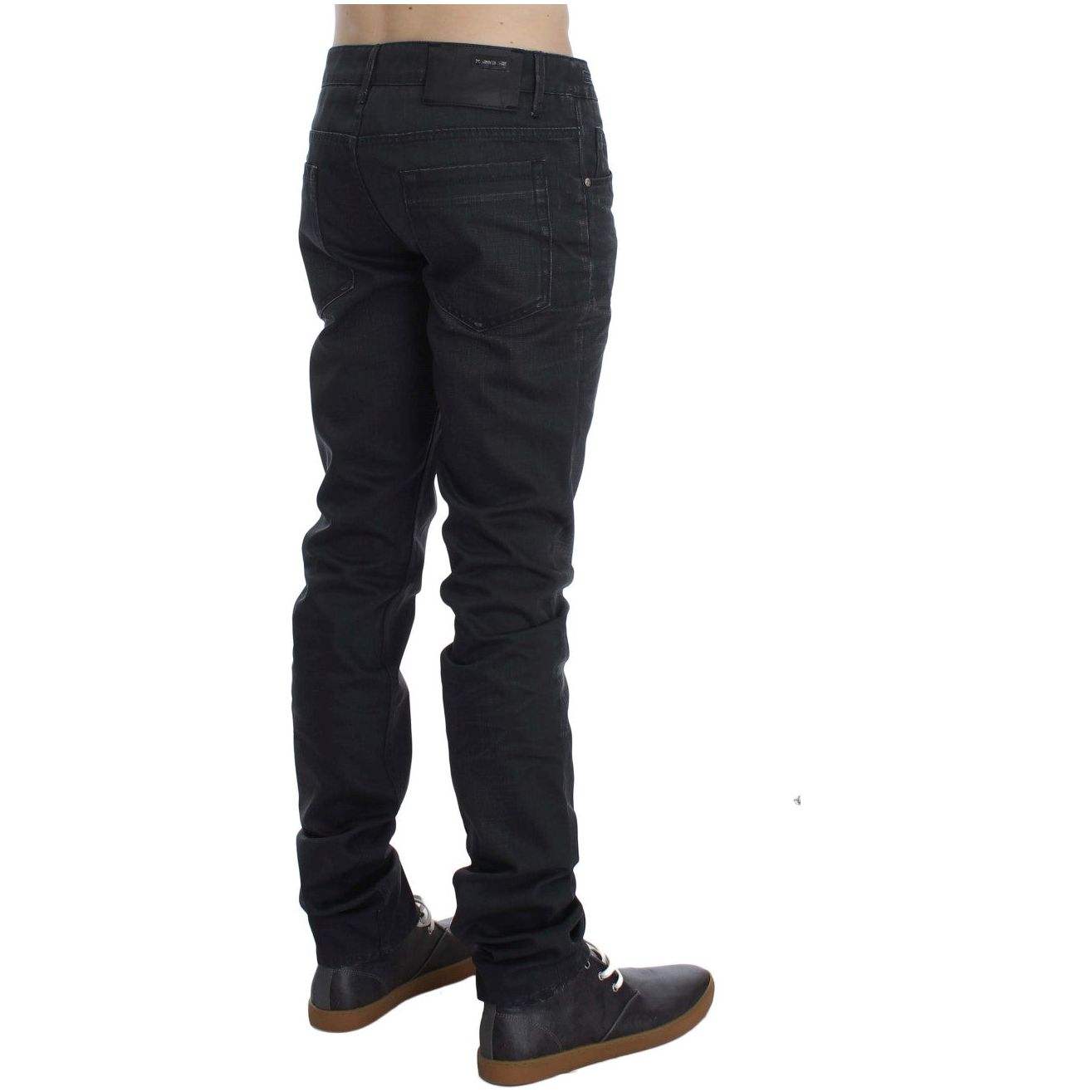 Acht Gray Cotton Slim Fit Italian Jeans for Elevated Style