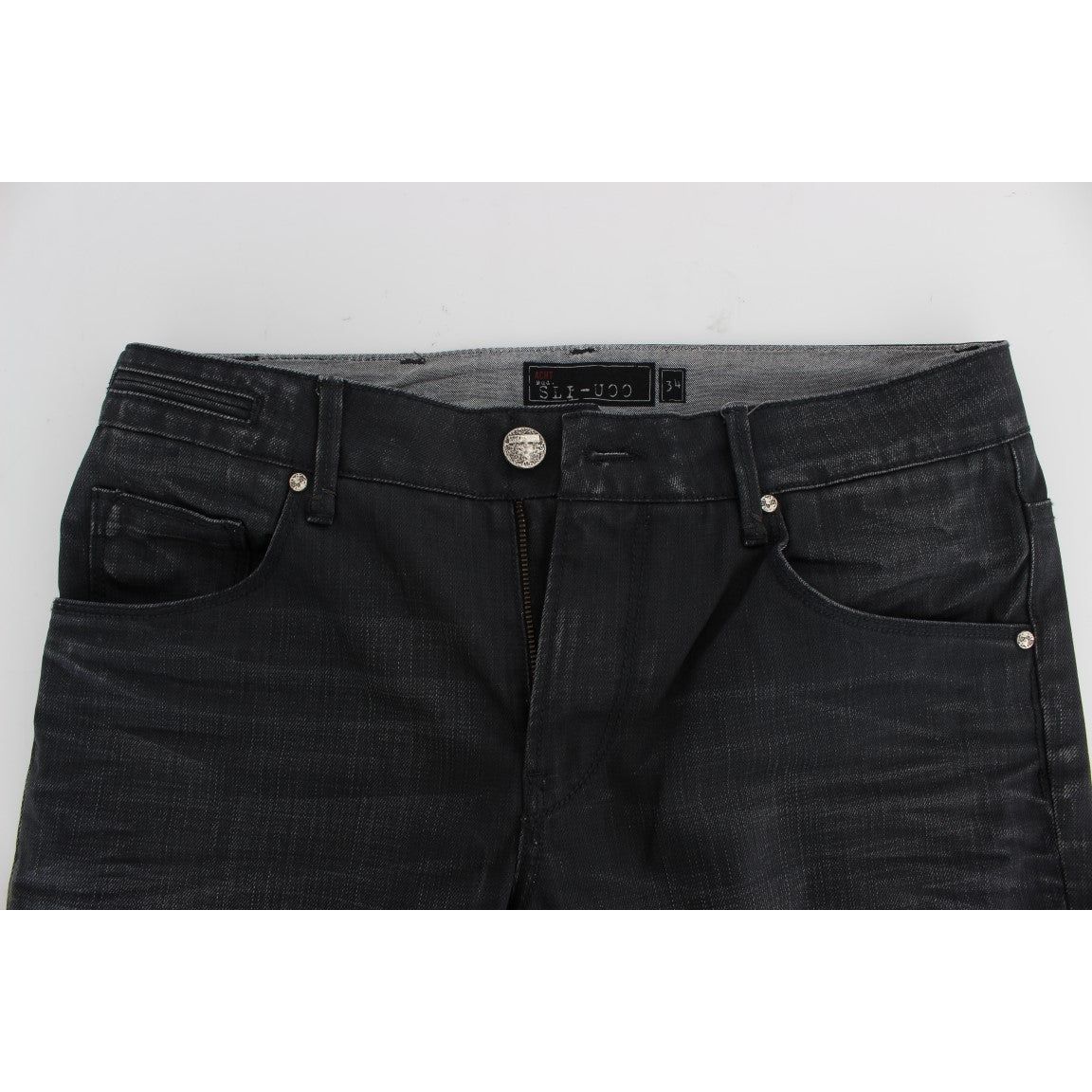 Acht Gray Cotton Slim Fit Italian Jeans for Elevated Style