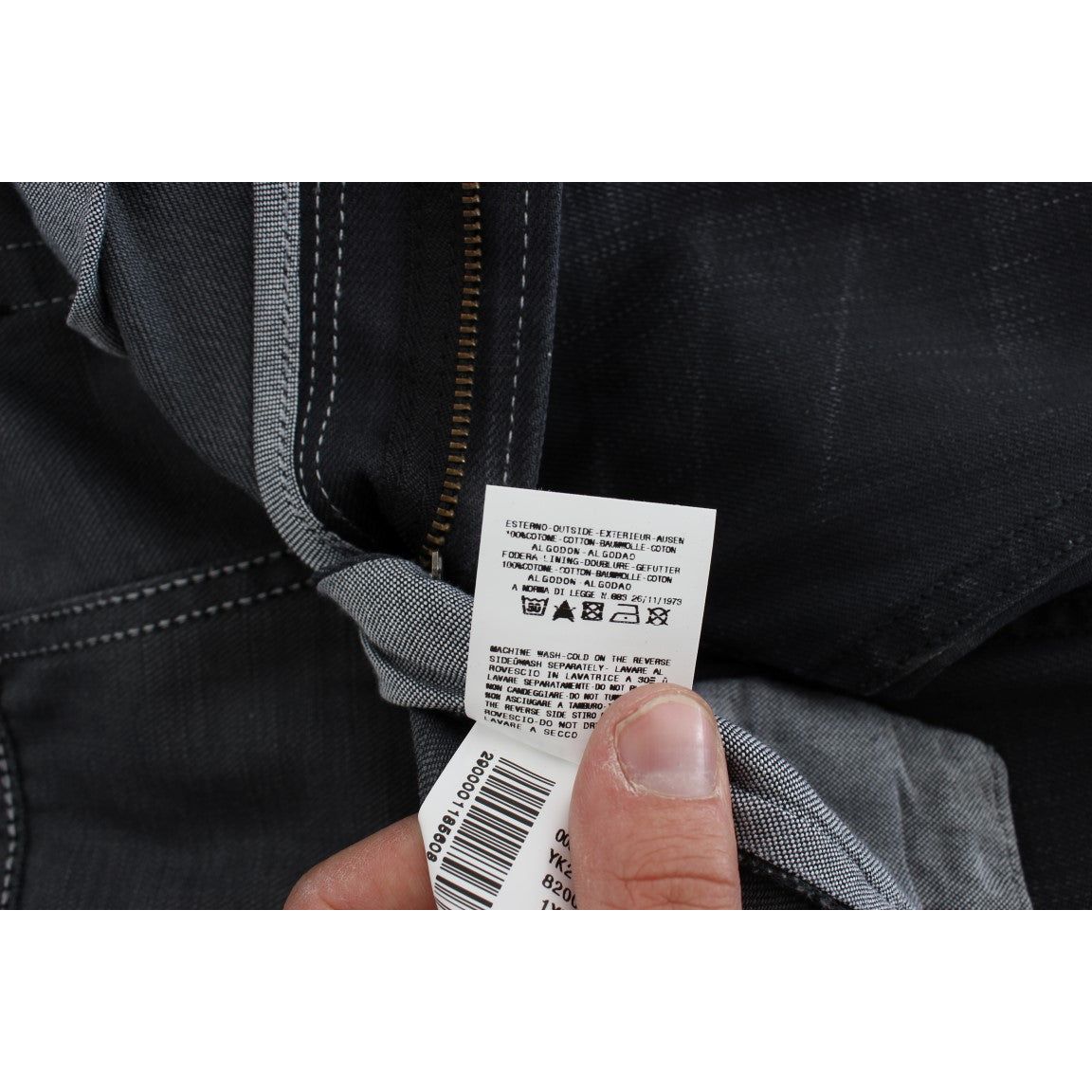Acht Gray Cotton Slim Fit Italian Jeans for Elevated Style