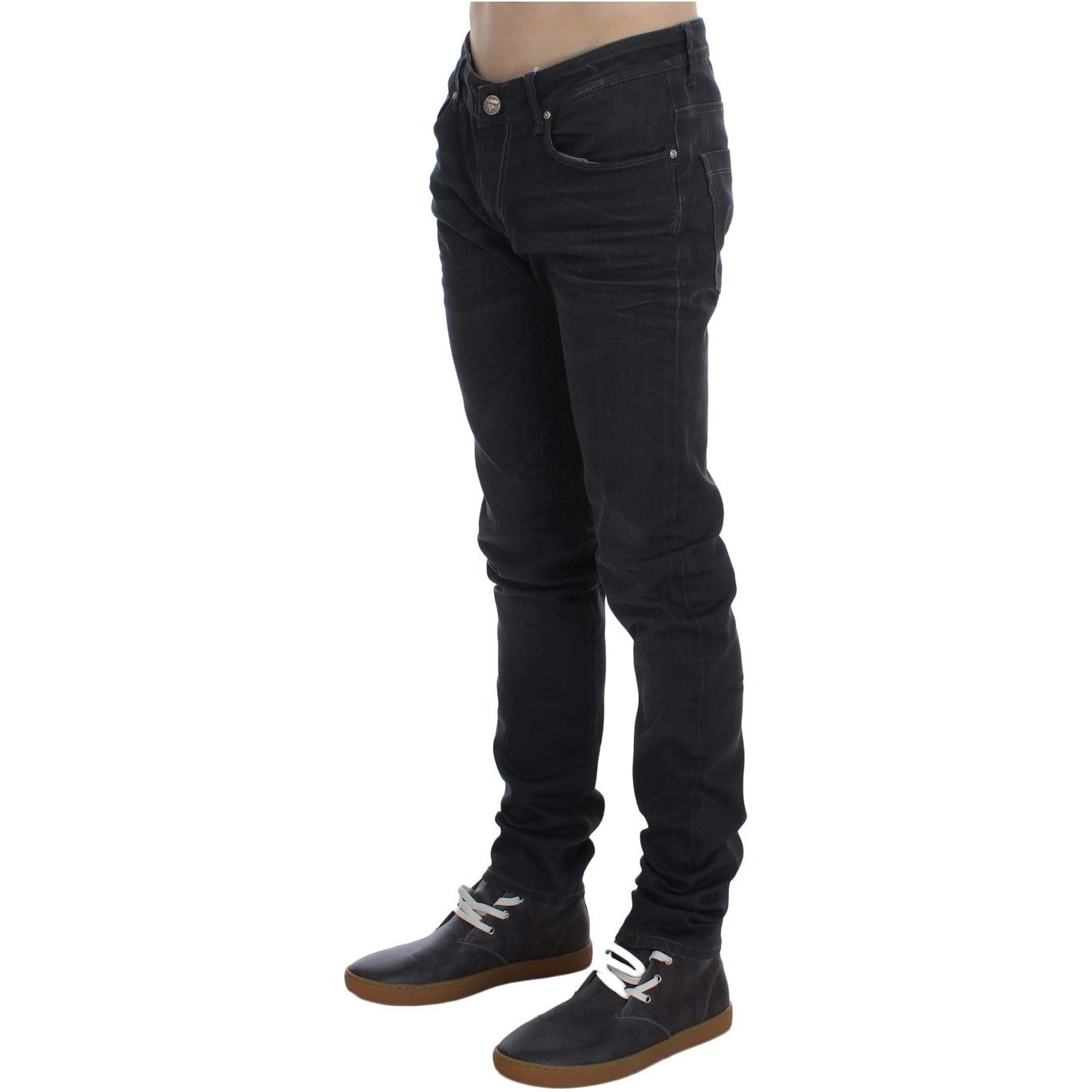 Acht Sleek Gray Stretch Denim Slim Fit Jeans