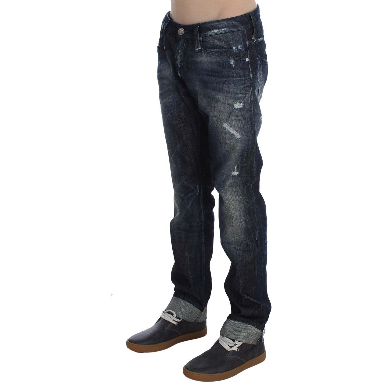 Acht Blue Denim Cotton Regular Straight Fit Jeans