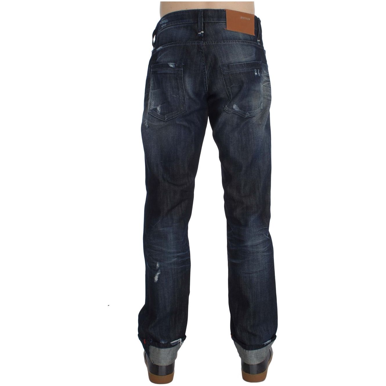 Acht Blue Denim Cotton Regular Straight Fit Jeans
