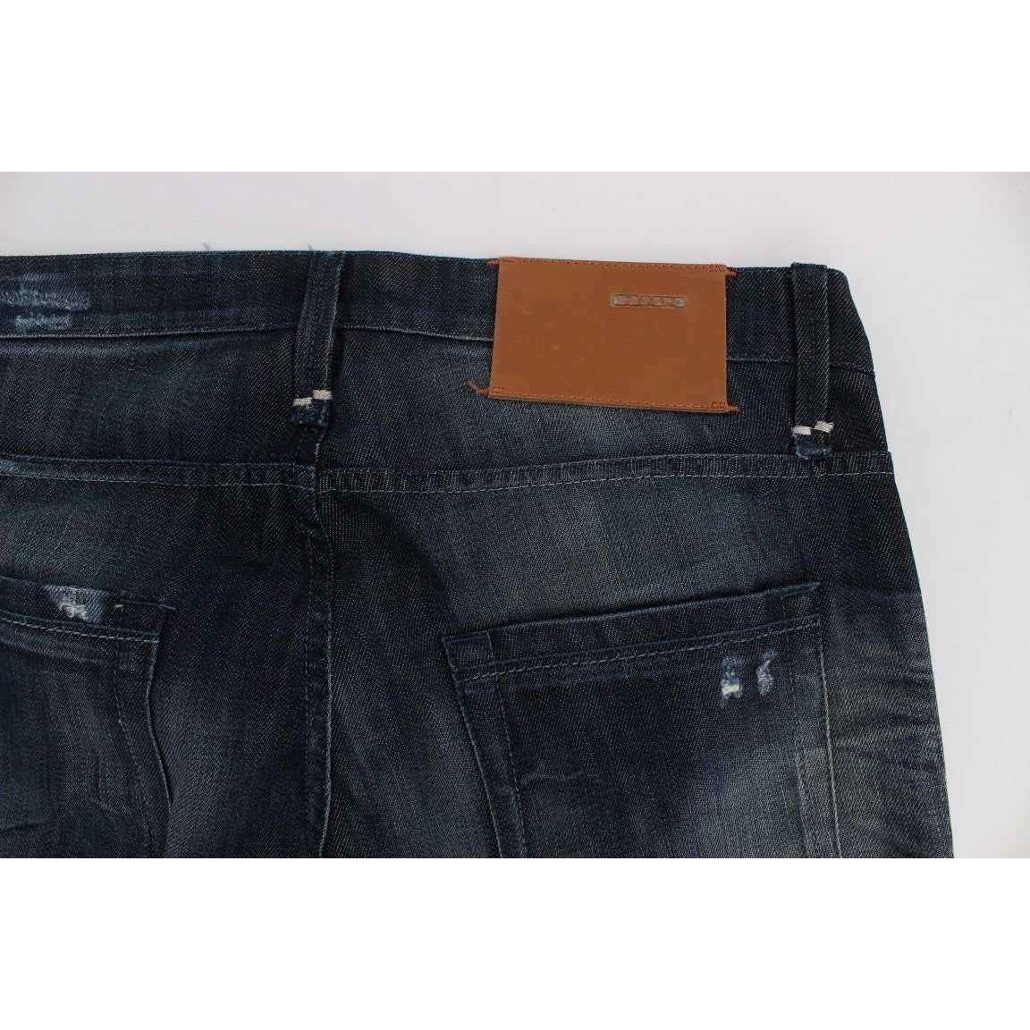 Acht Blue Denim Cotton Regular Straight Fit Jeans