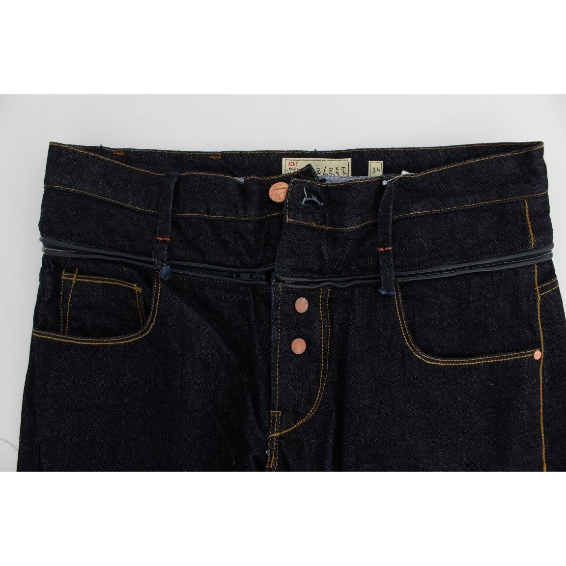 Acht Blue Cotton Elegant Straight Fit Luxury Jeans