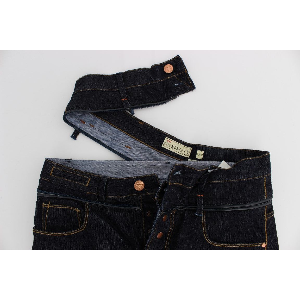Acht Blue Cotton Elegant Straight Fit Luxury Jeans